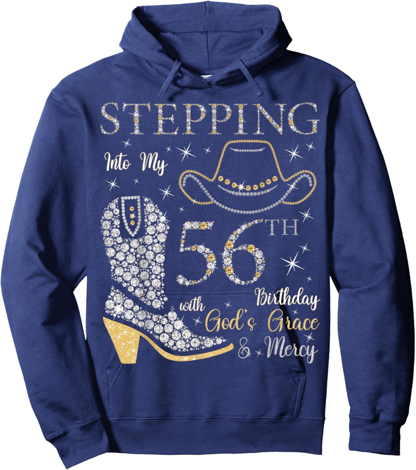 Stepping Into My 56th Birthday With God's Grace and Mercy Hoodie - Hoodie | Navy