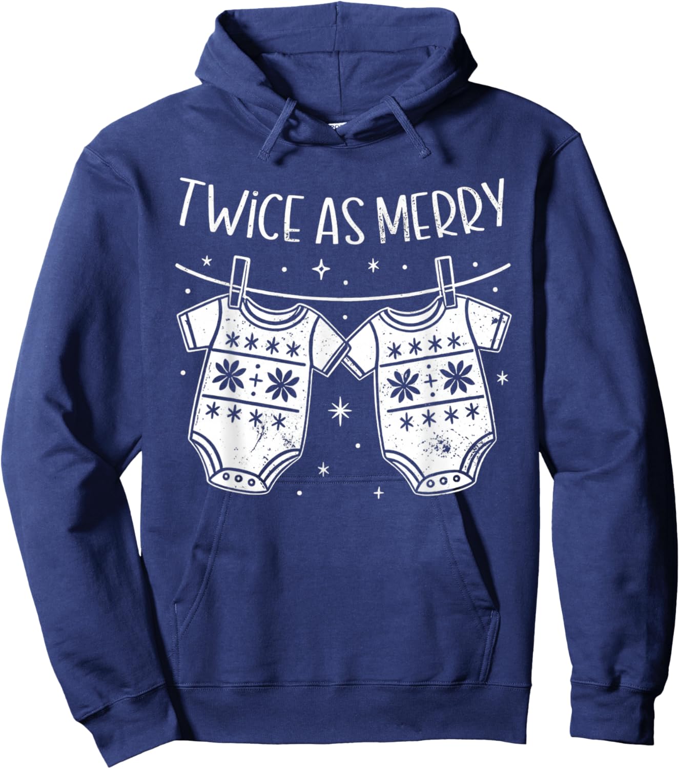 Christmas Baby Twin Mom Xmas Twin Pregnancy Reveal T- Twin M Hoodie - Hoodie | Navy