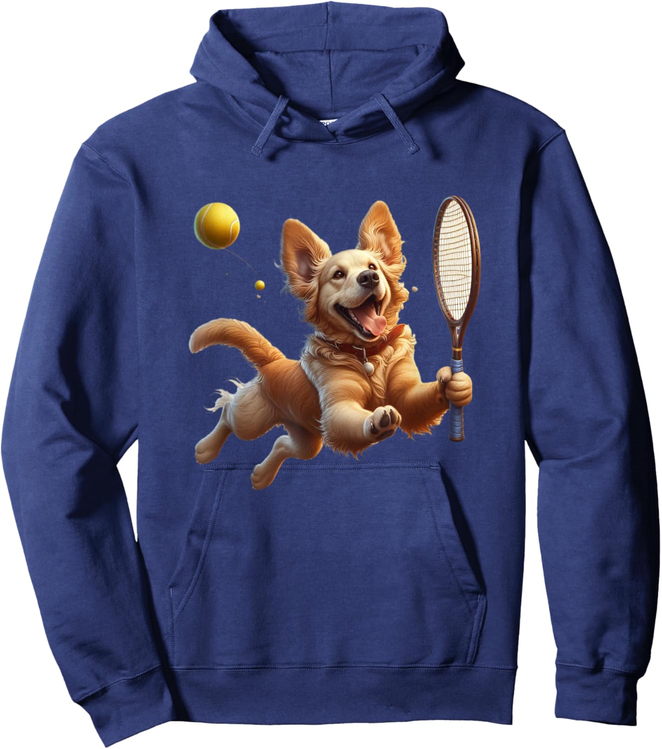 Tennis Player Golden Retriever Hundeport Tennis Hoodie - Hoodie | Navy