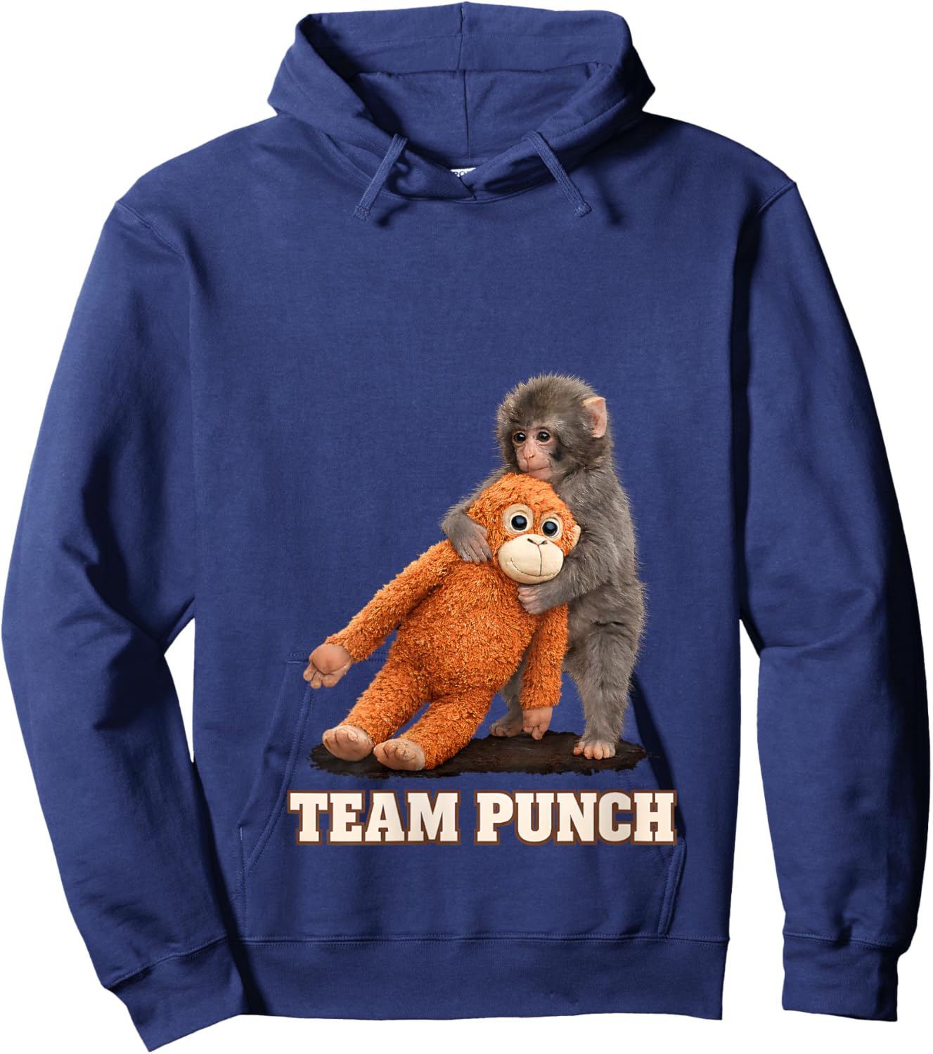 Women's Adorable Monkey Punch Baby Graphic Team Punch Big Love Gifts V-Neck Hoodie - Hoodie | Navy