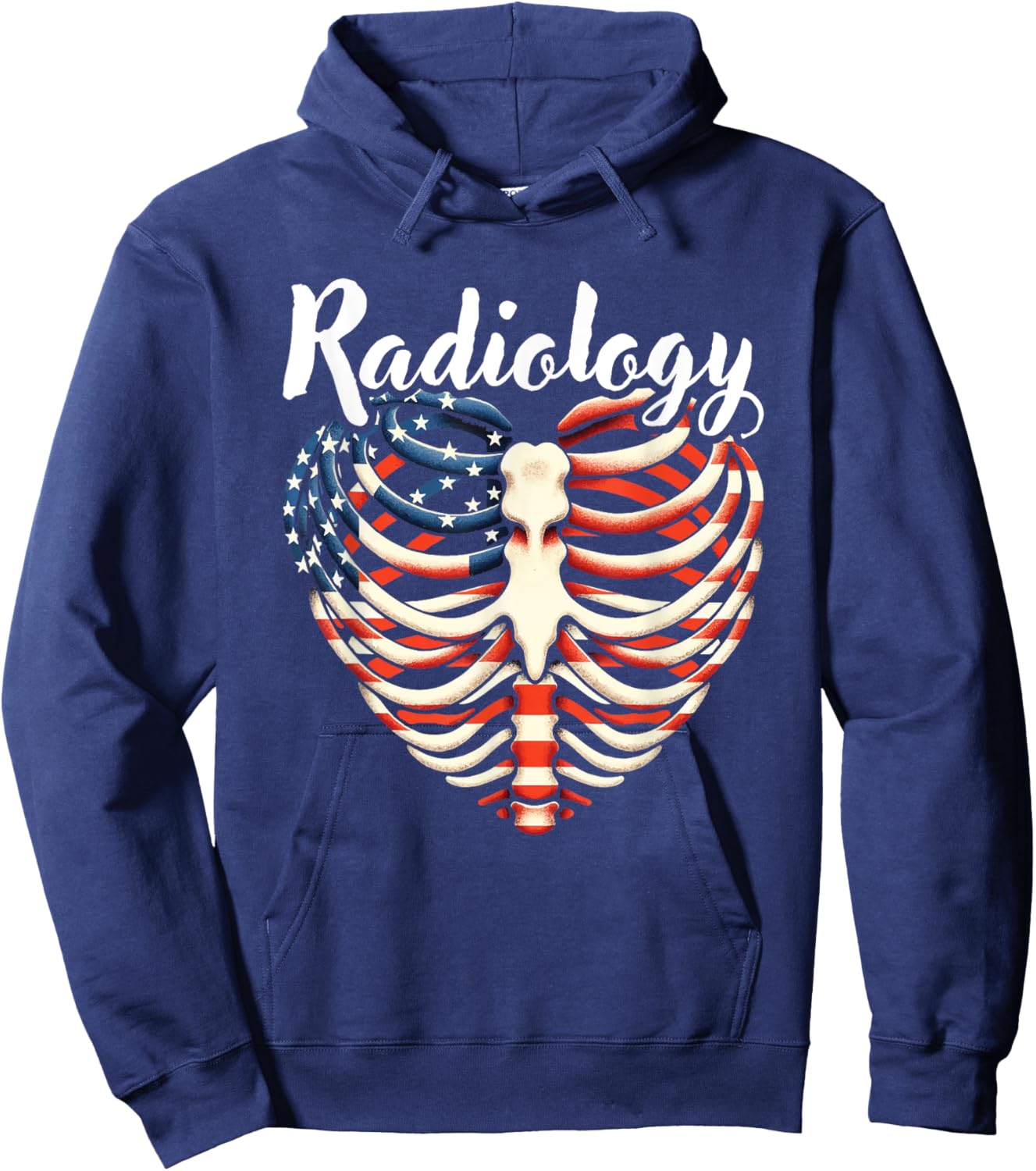 Radiology Ribcage Heart American Flag Radiologic Technology Hoodie - Hoodie | Navy