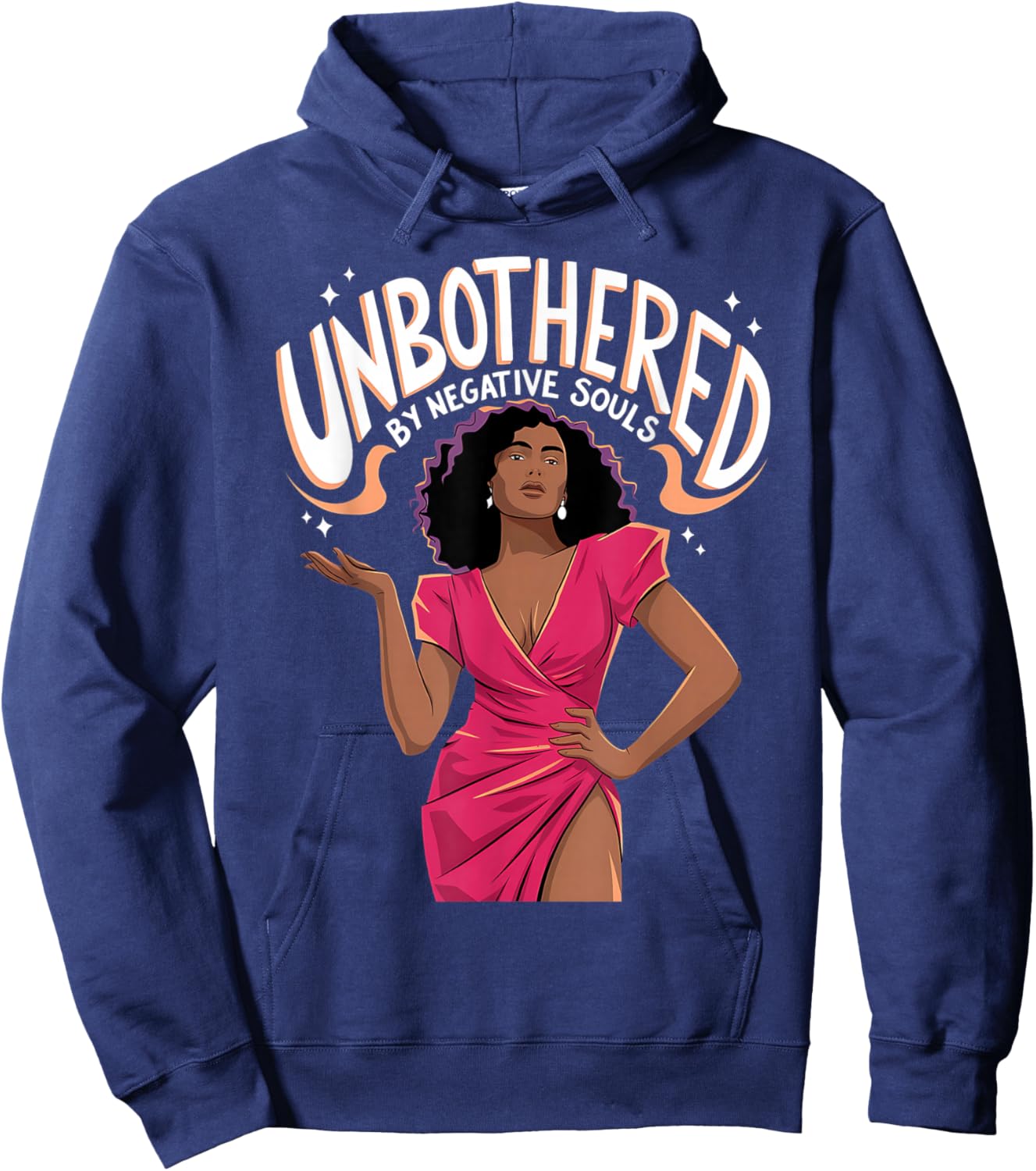 Unbothered By Negative Souls Black Women Girls Afro Queen Hoodie - Hoodie | Navy