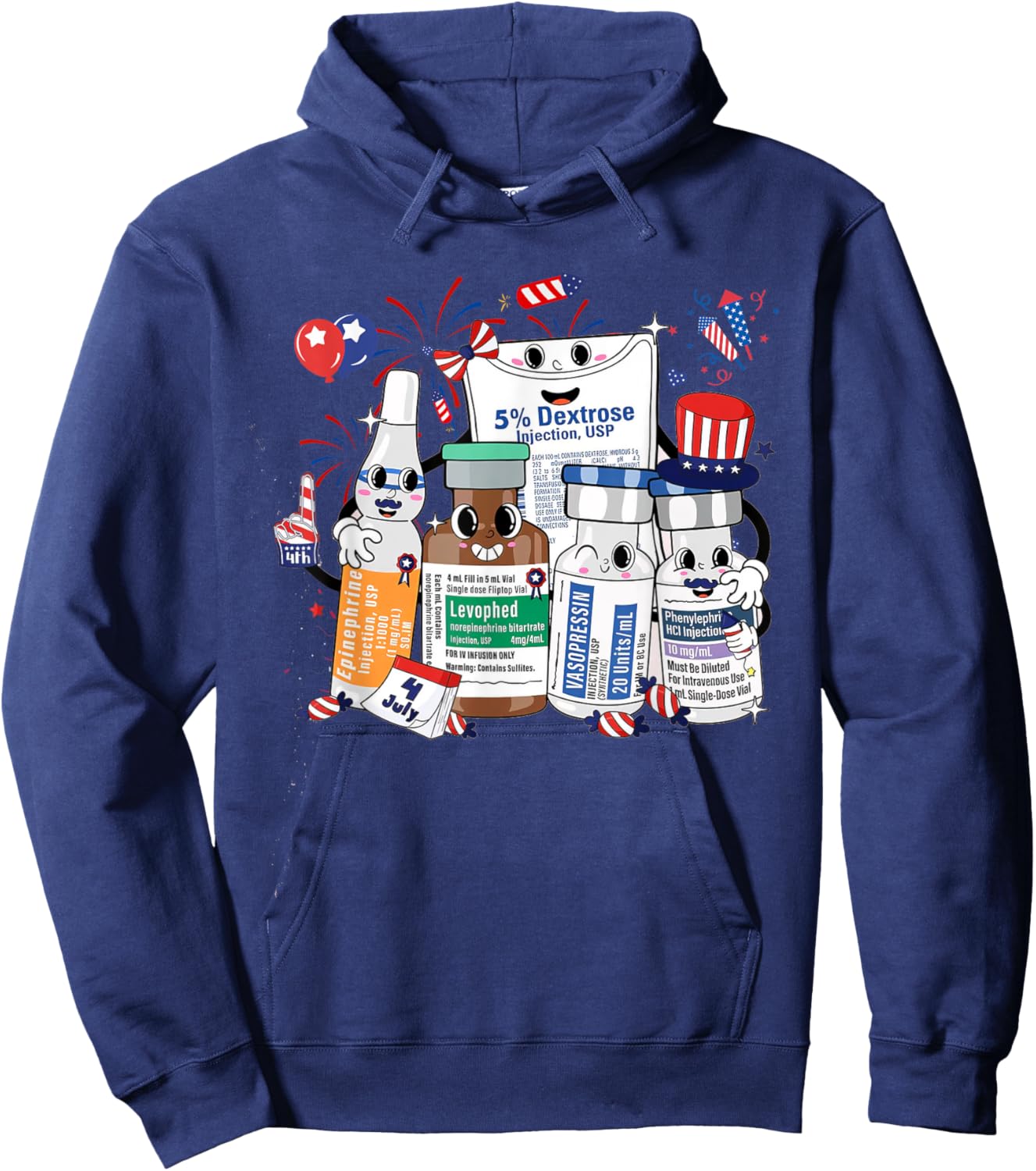 Red White Blue ICU Nurse Crew 4th of July Independence Day Men Hoodie - Hoodie | Navy