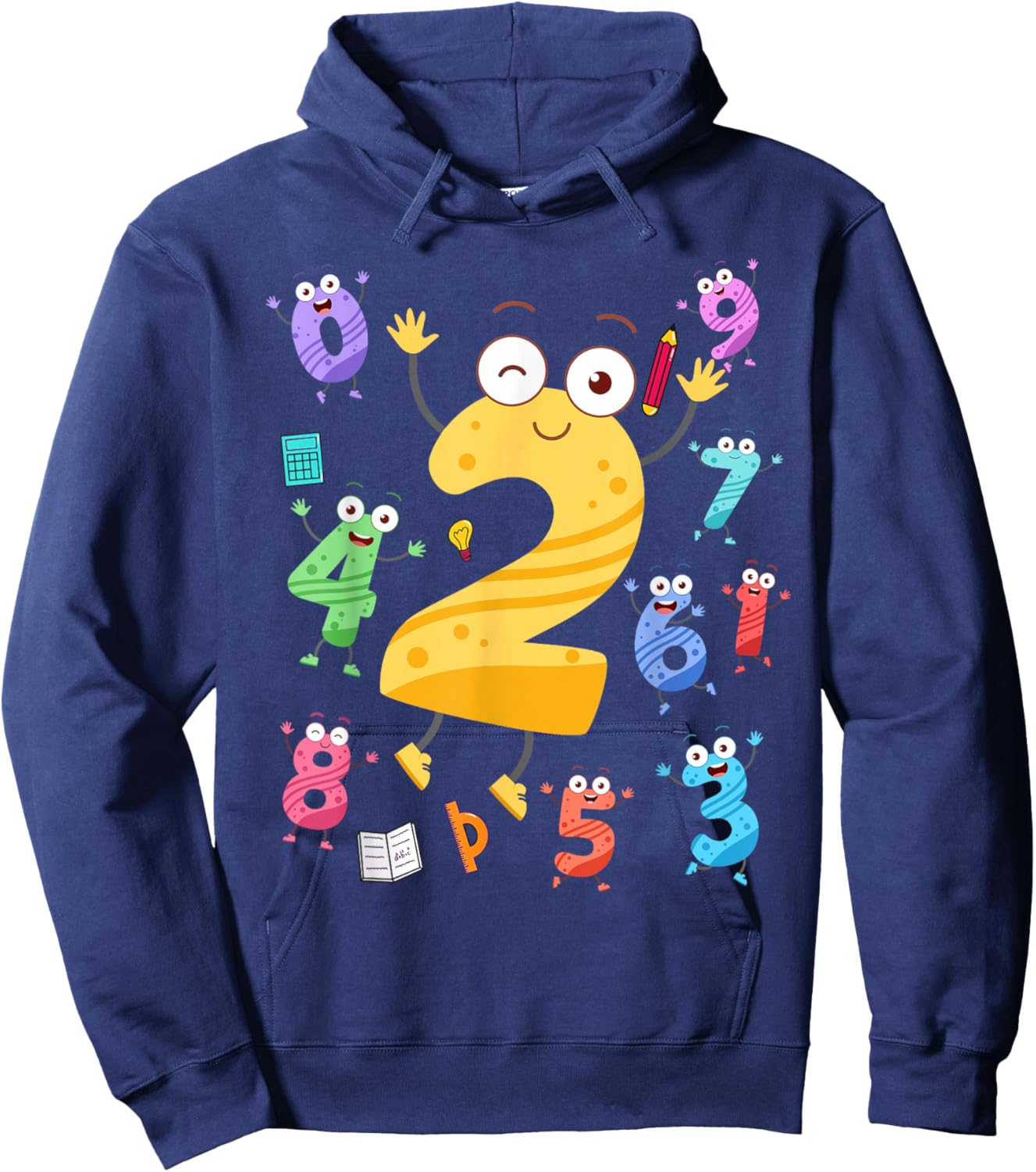Maths Day Number Costume With Number 2 Idea For Kids Number Hoodie - Hoodie | Navy