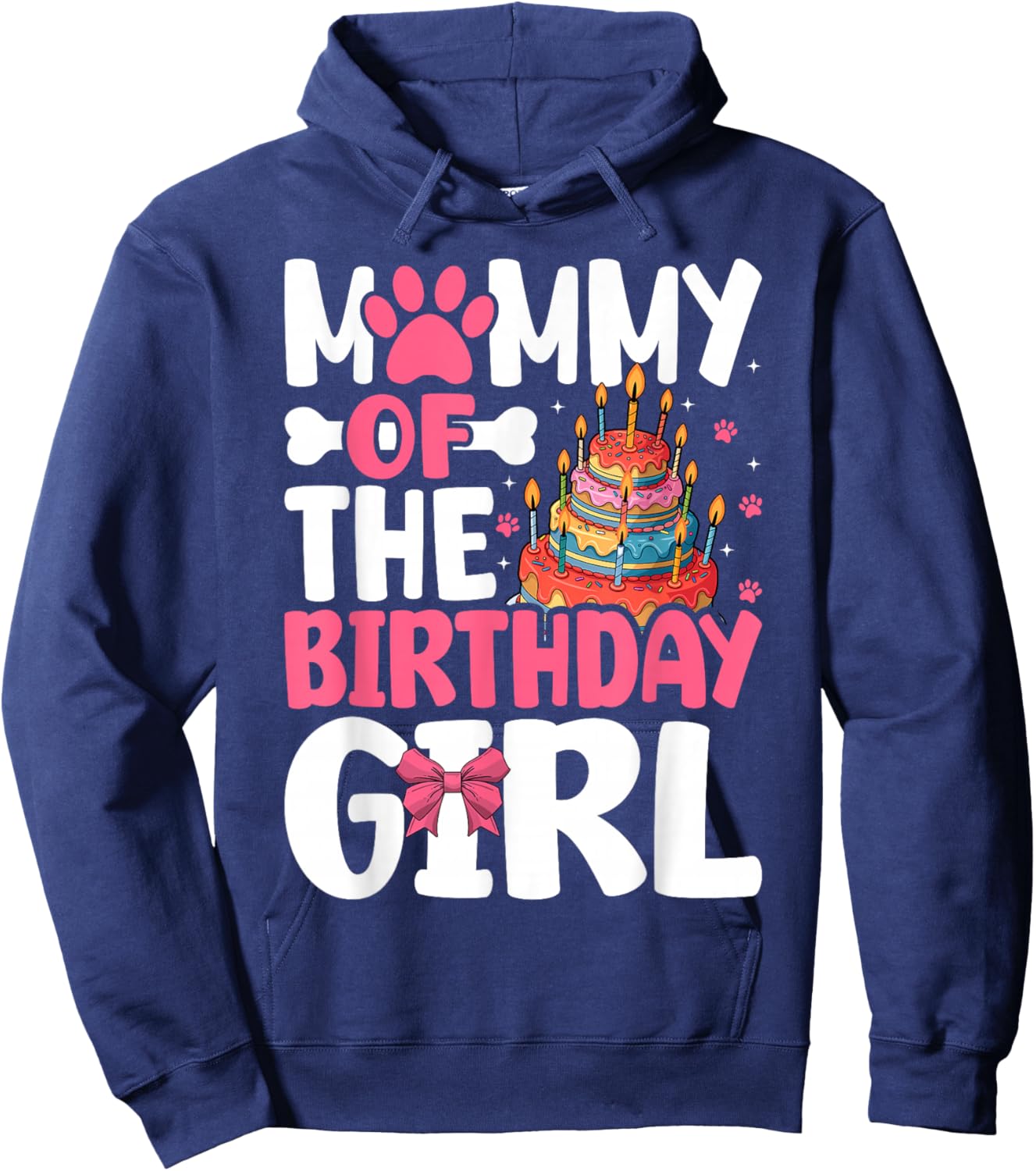 Mommy Of The Birthday Girl Dog Paw Birthday Party Hoodie - Hoodie | Navy