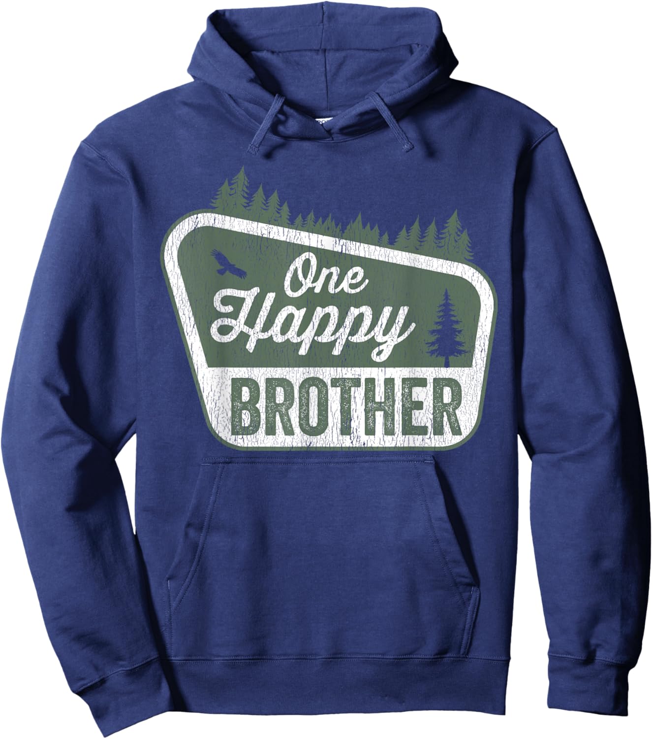 One Happy Brother Matching Family Birthday Party Camping Hoodie - Hoodie | Navy