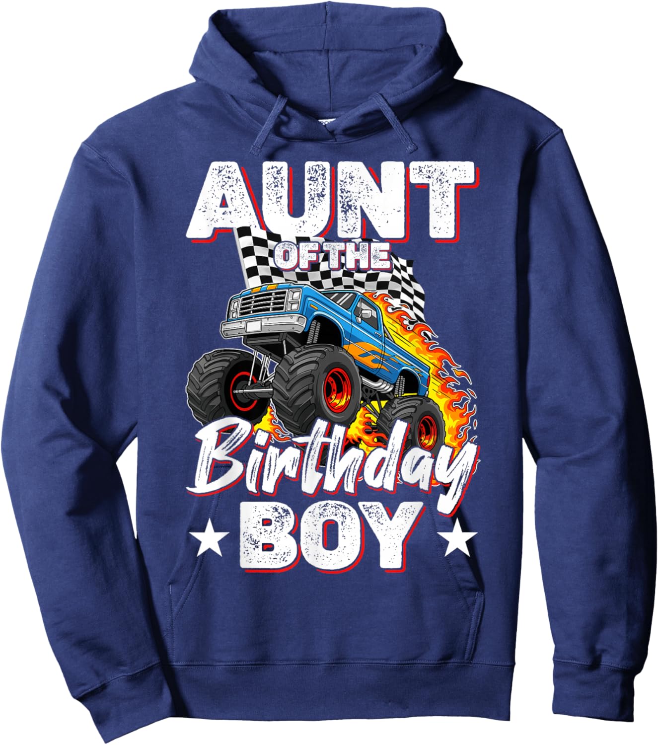 Aunt of The Birthday Boy Funny Monster Truck Birthday Party Hoodie - Hoodie | Navy