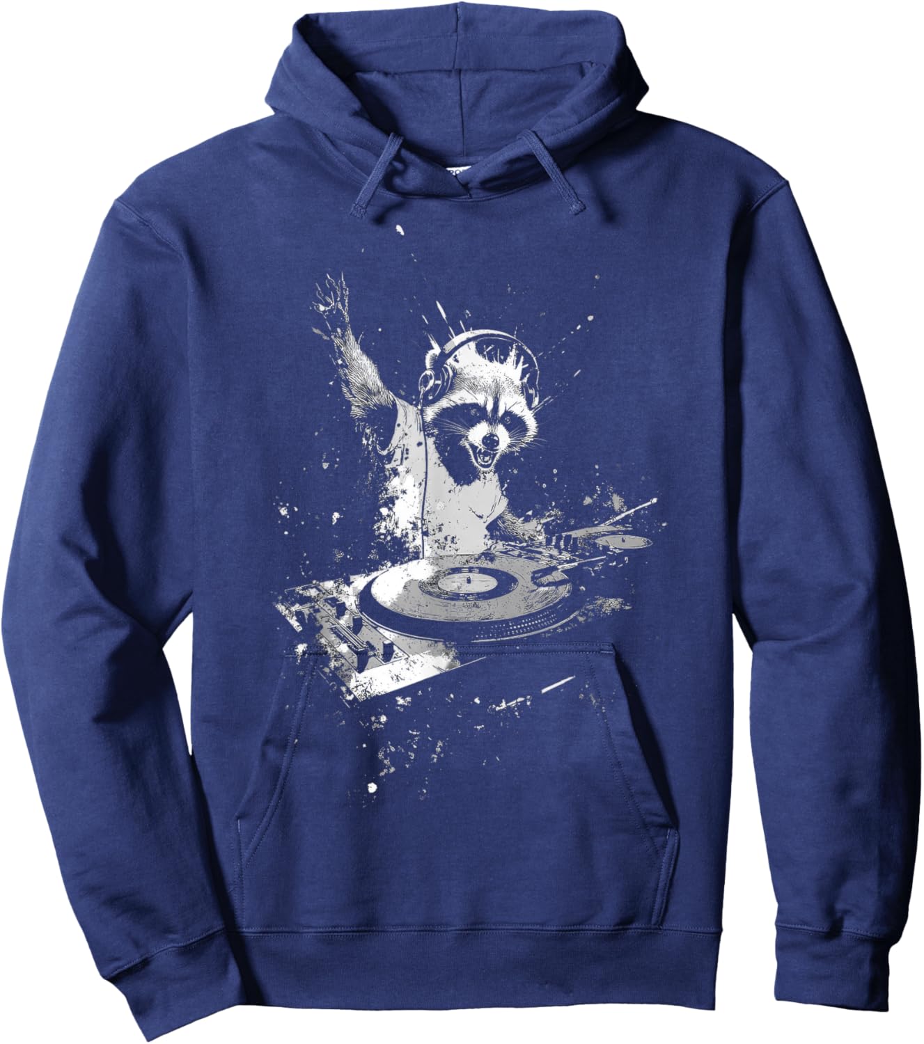Funny Raccoon DJing Grunge Band Punk Rock - Graphic Hoodie - Hoodie | Navy