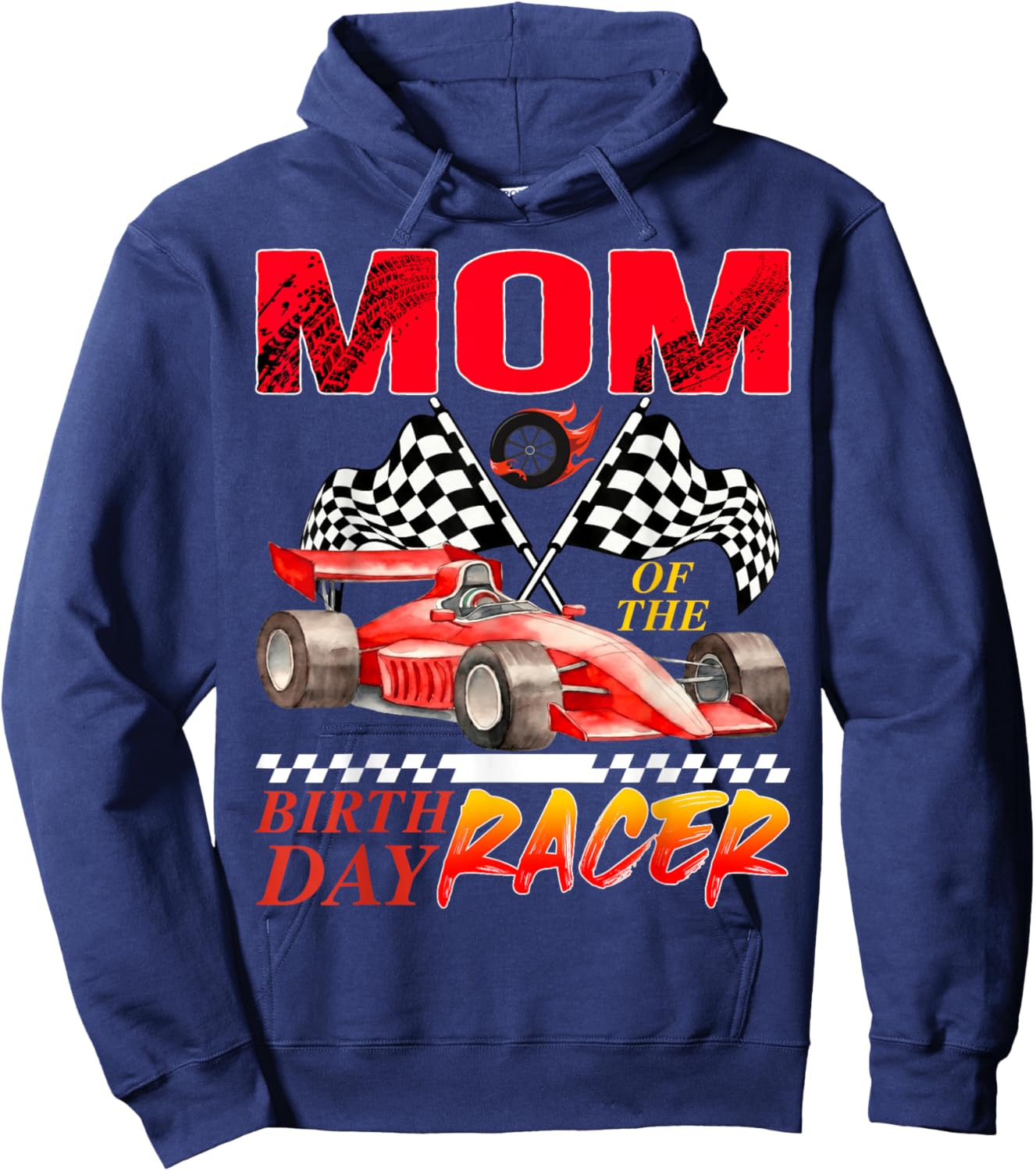 Race Car Mom of The Birthday Racer Racing Family Hoodie - Hoodie | Navy