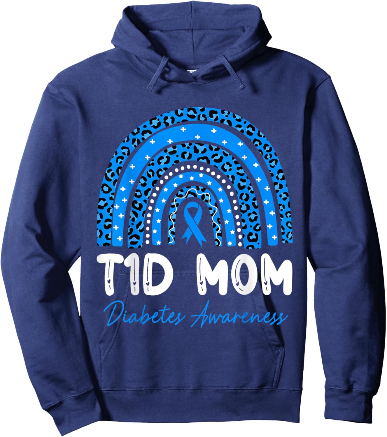 T1D Mom Diabetes Awareness Type 1 Diabetes Mother Rainbow Hoodie - Hoodie | Navy