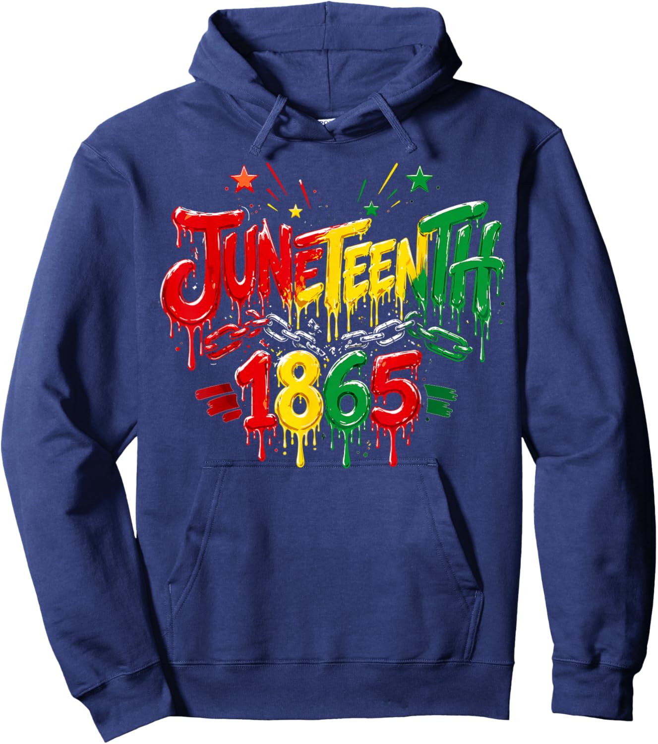 Juneteenth Shirt 1865 Black History Dripping Black Pride Hoodie - Hoodie | Navy