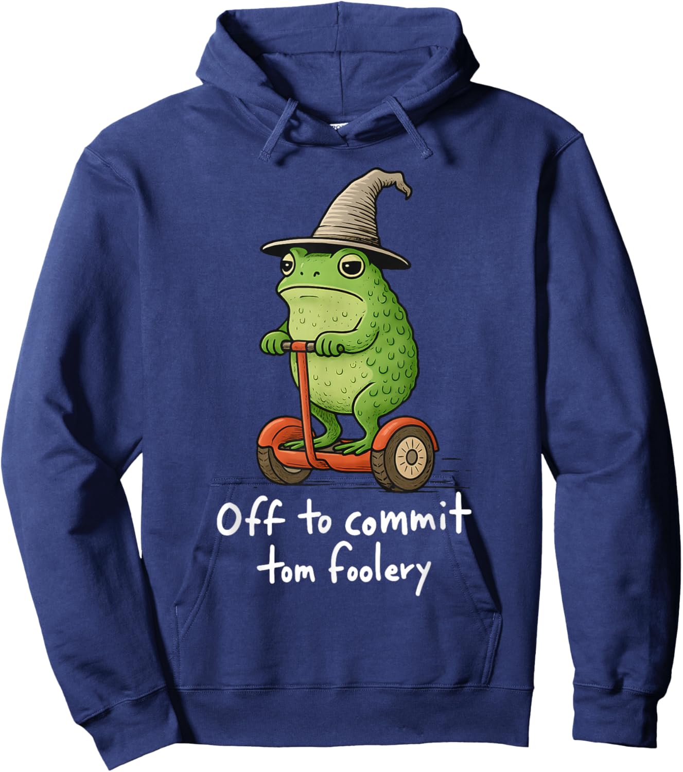 Whimsical Frog Wizard Meme Off to Commit Tom Foolery Hoodie - Hoodie | Navy