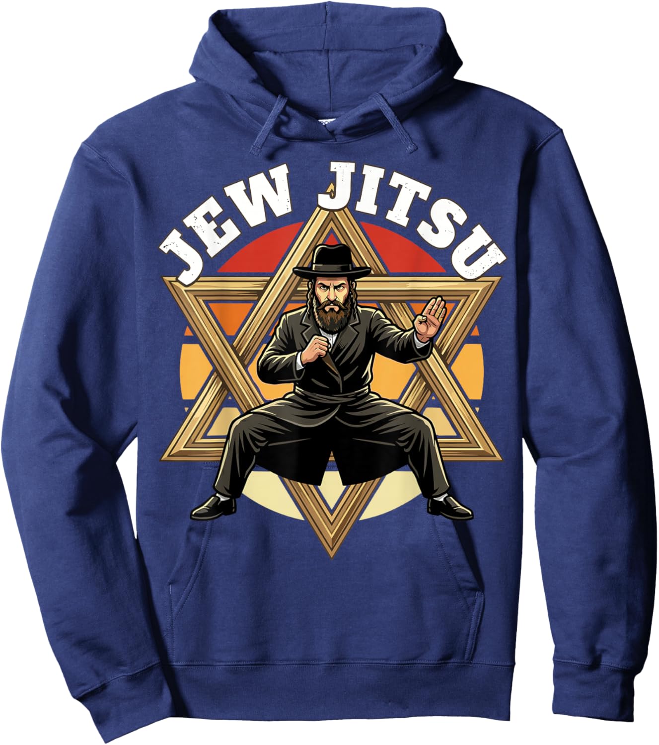 Funny Jewish Hanukkah Rabbi Horah Dance Jiu Jitso Hoodie - Hoodie | Navy