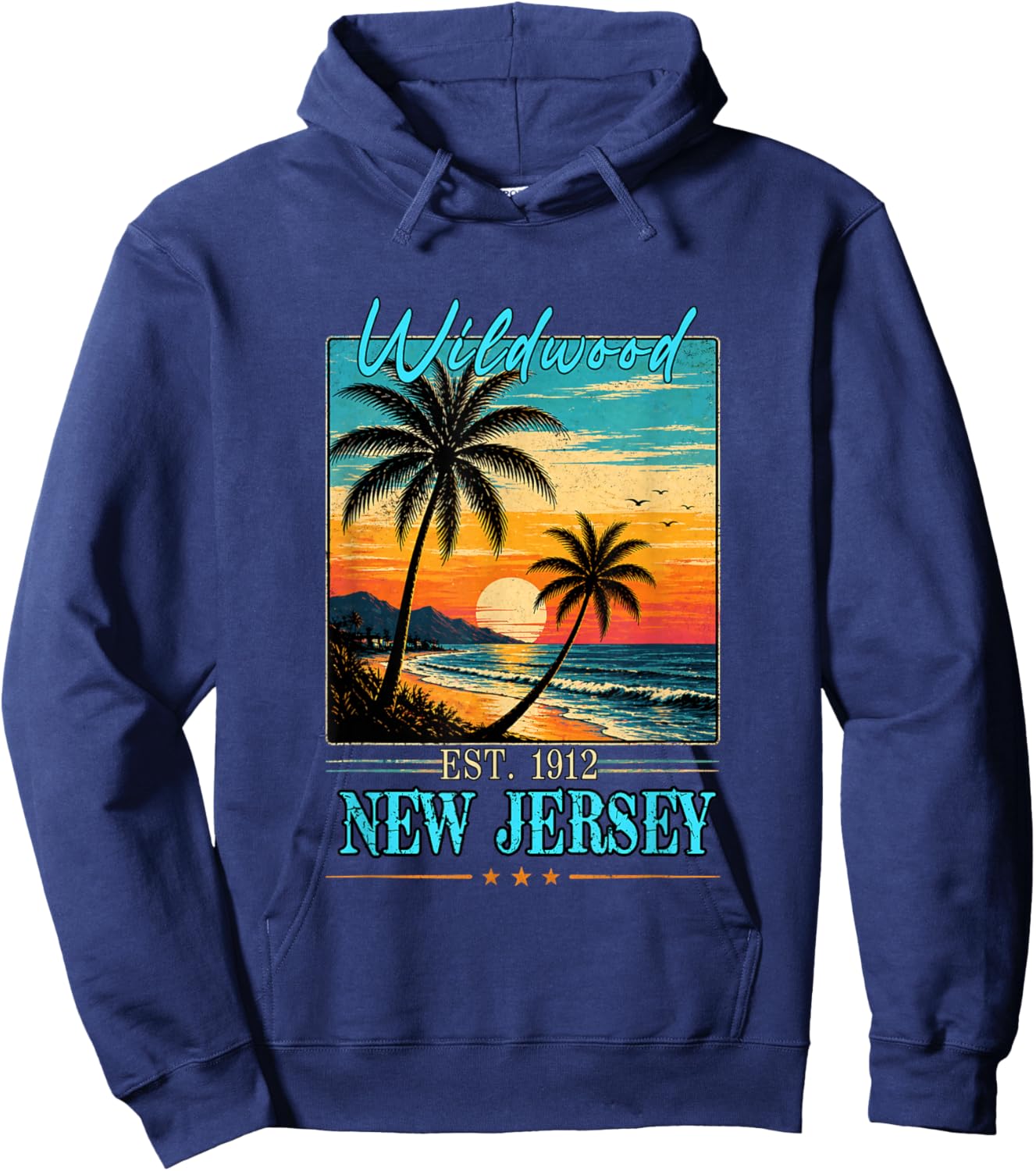 Wildwood NEW Jersey Sunset Beach Summer 2026 Hoodie - Hoodie | Navy