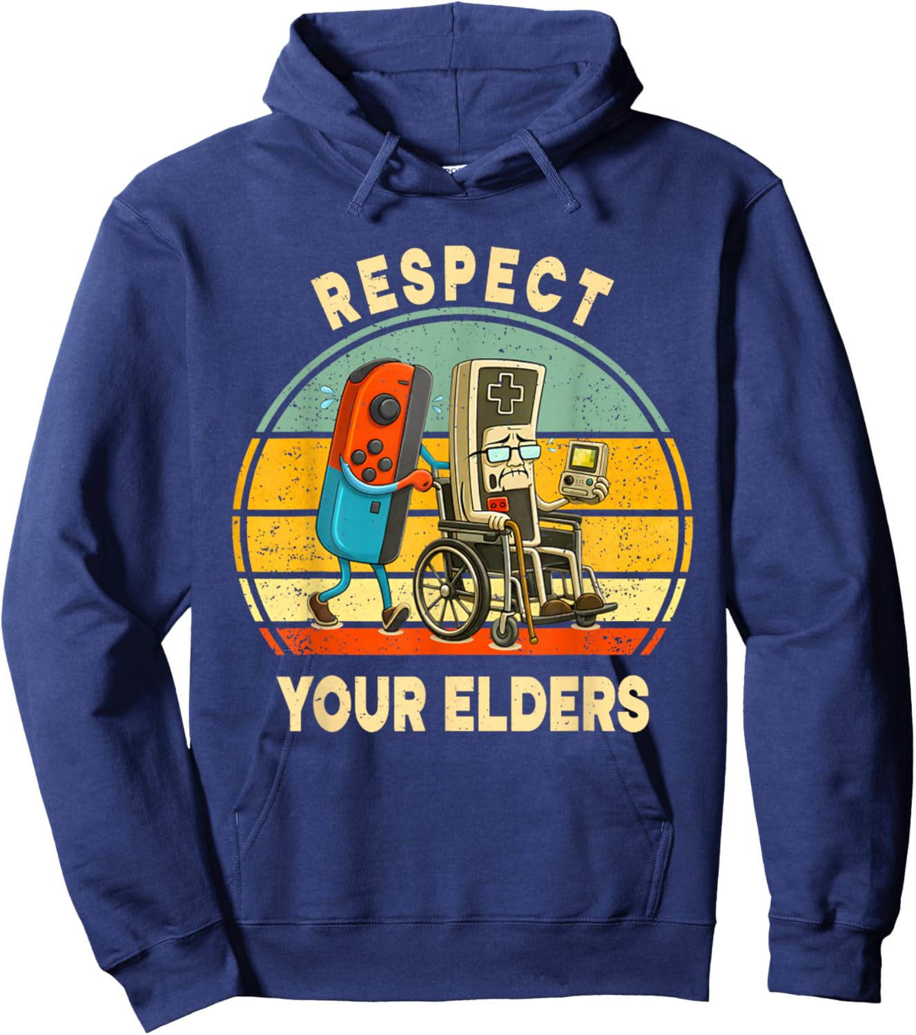 Respect Your Elders Gamer Control Retro Funny Gamer Men Kid Hoodie - Hoodie | Navy