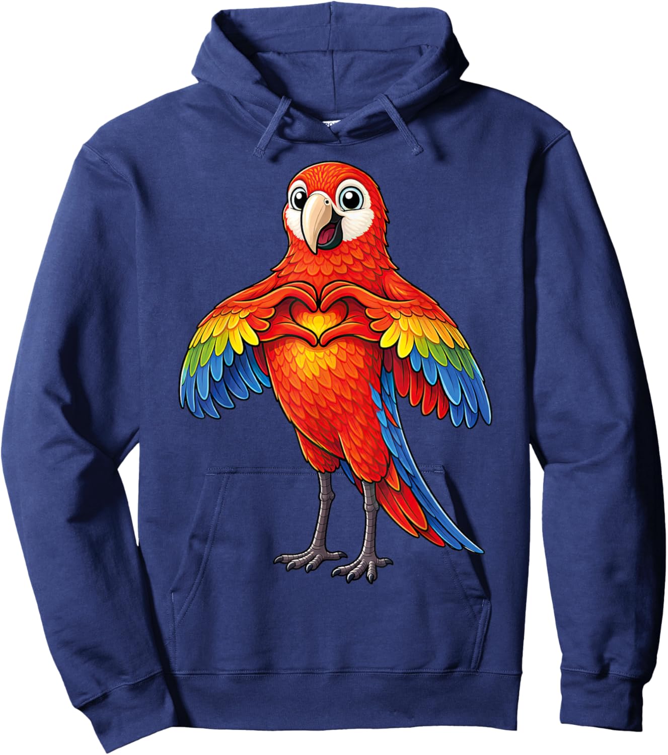 Parrot with Heart | Cute Macaw Parrot with Heart Symbol Hoodie - Hoodie | Navy