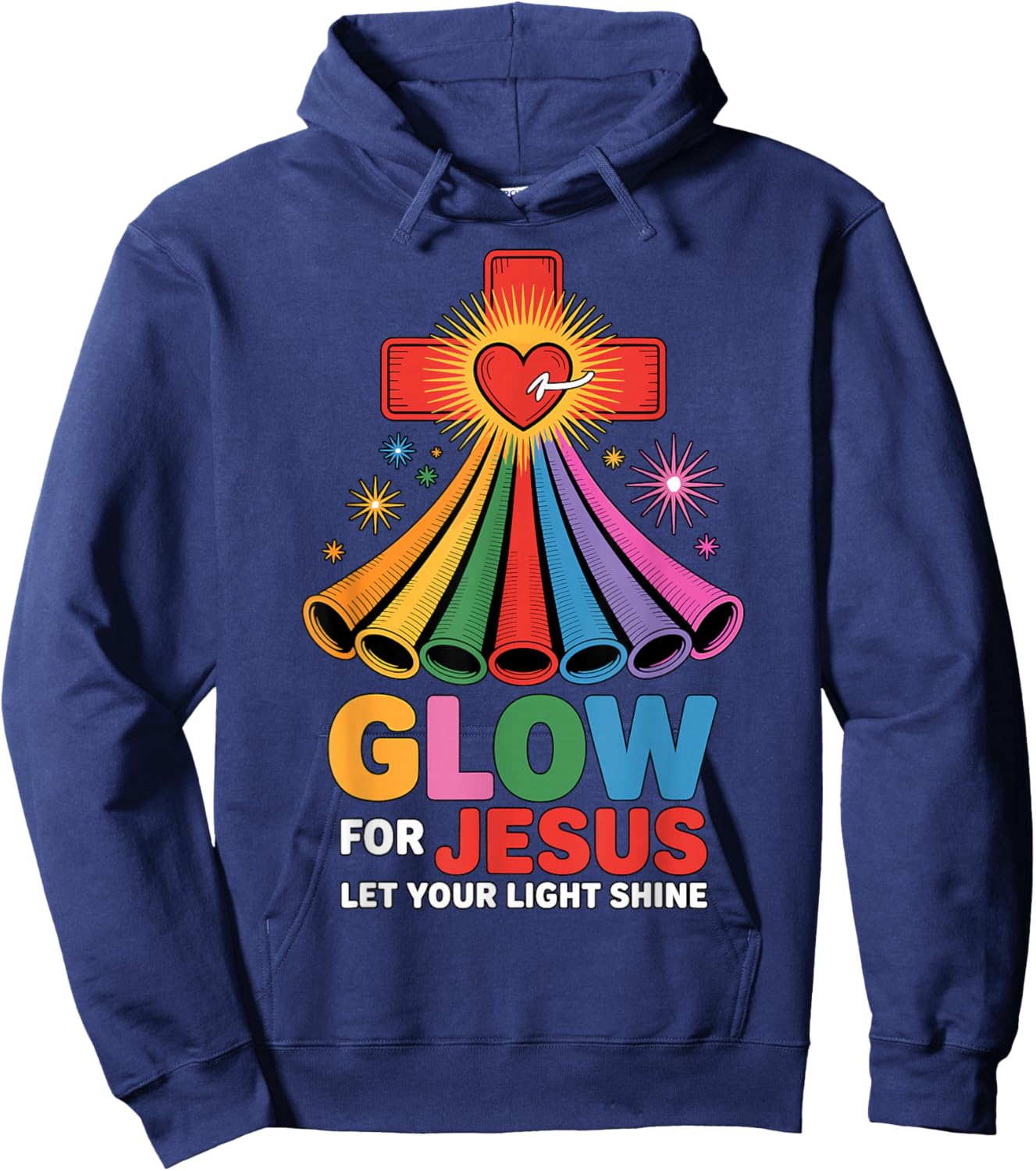 Glow for Jesus Christian Faith Hoodie - Hoodie | Navy