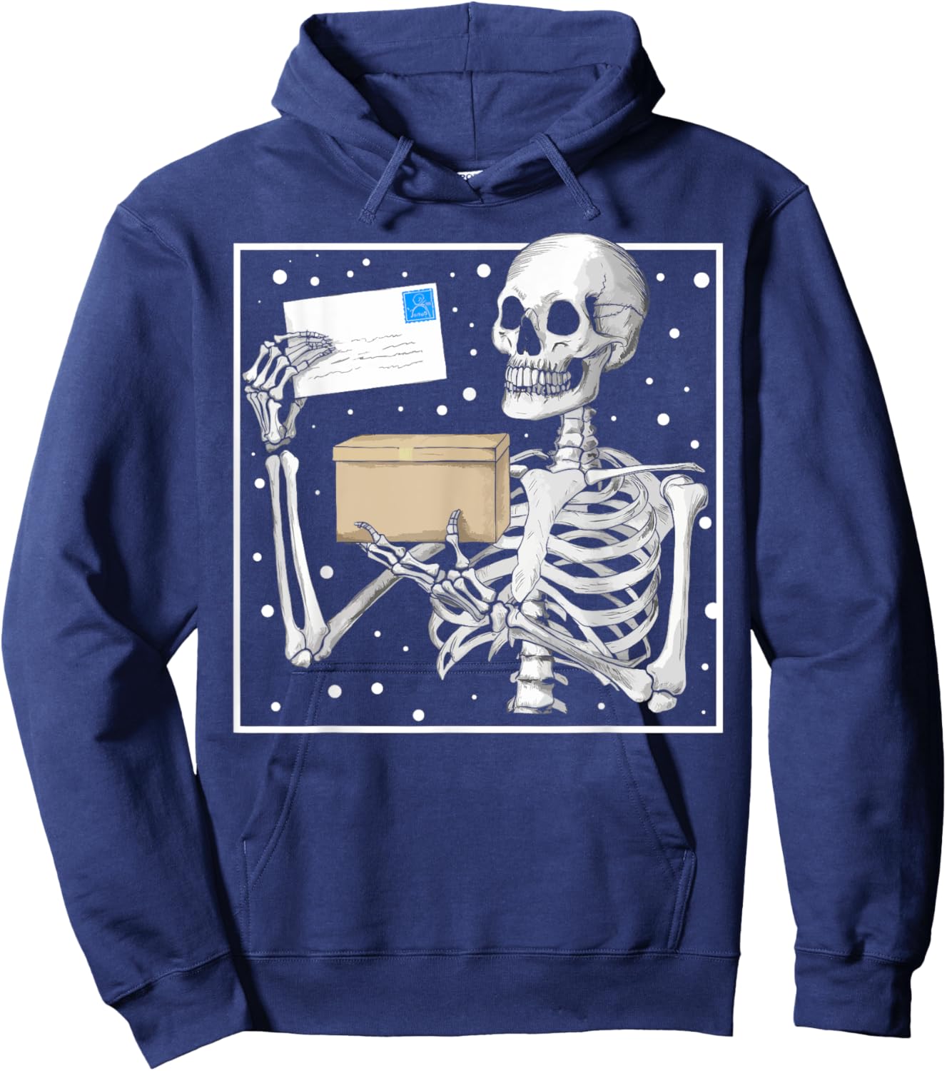 Skeleton Postal Worker Spooky Mail Carrier Mailman Halloween Hoodie - Hoodie | Navy