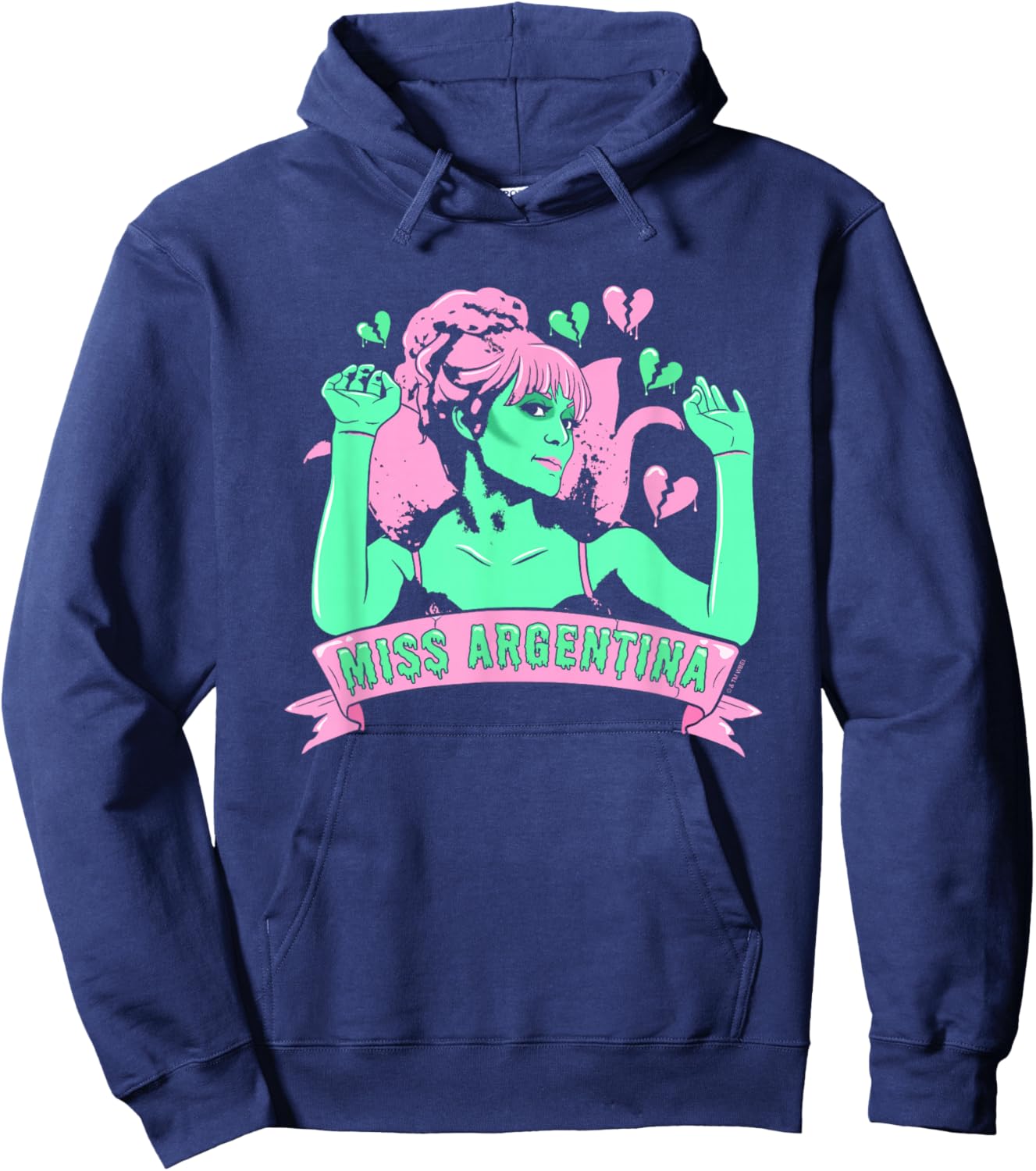 Beetlejuice Iconic Miss Argentina Pastel Colors Big Portrait Hoodie - Hoodie | Navy