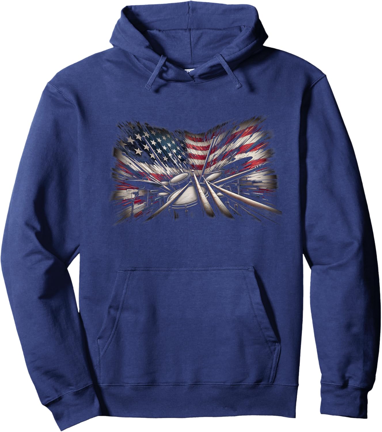 American Flag Drumsticks USA Drummers Vintage Drum Sticks Men Hoodie - Hoodie | Navy