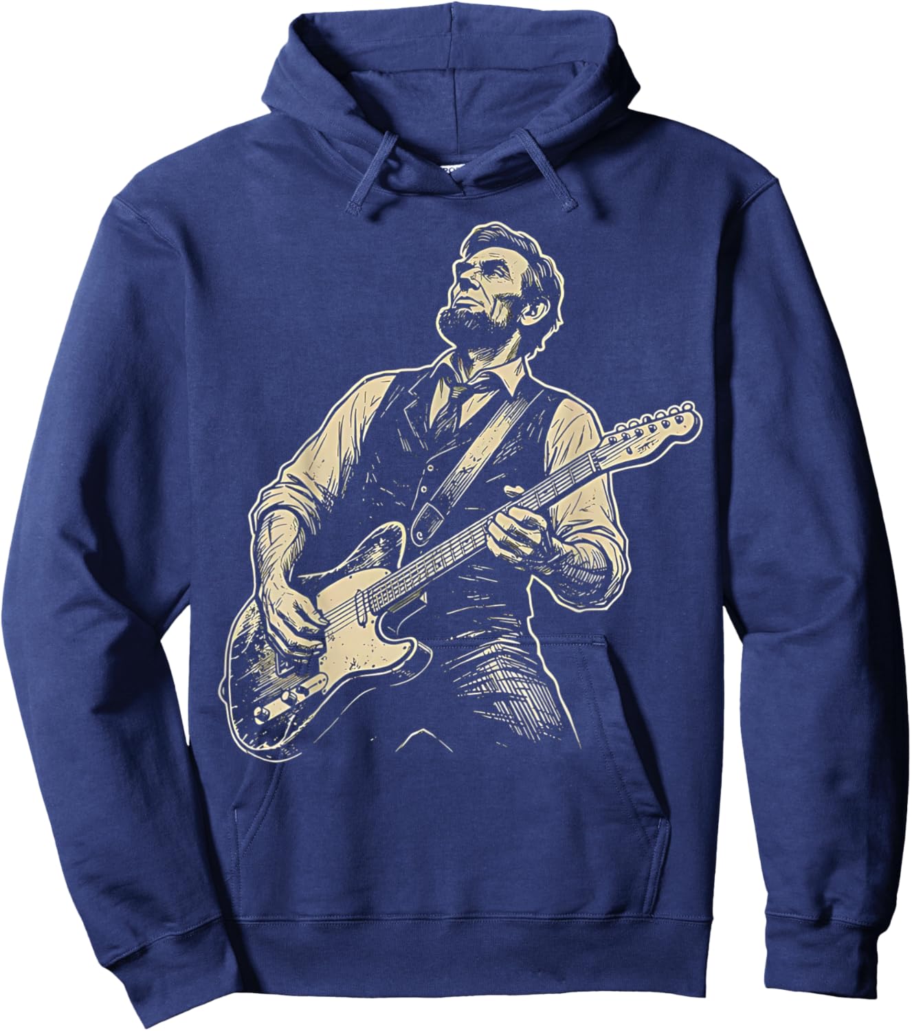 Abraham Lincoln Abe Lincoln Playing Guitar Retro Vintage Hoodie - Hoodie | Navy