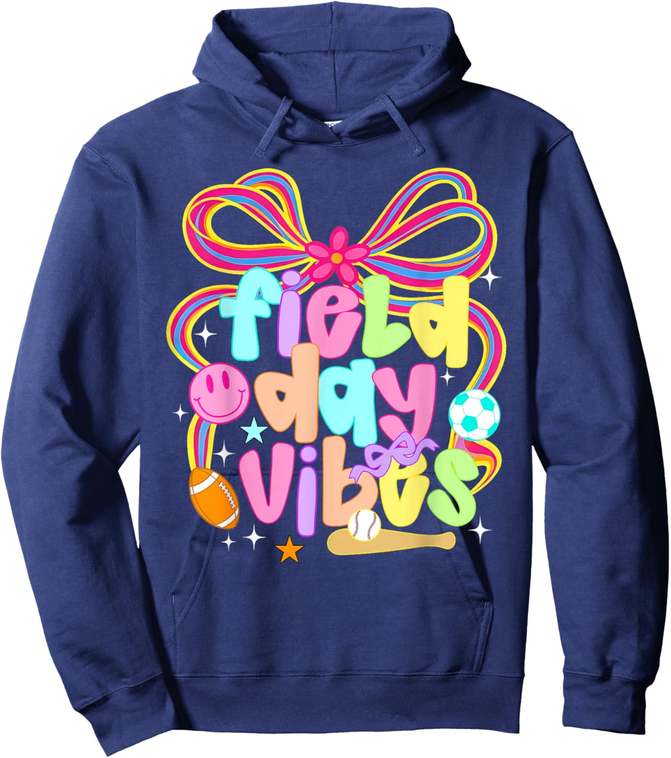 Field Day Vibes Coquette Bow Let The Games Begin Field Trip Hoodie - Hoodie | Navy