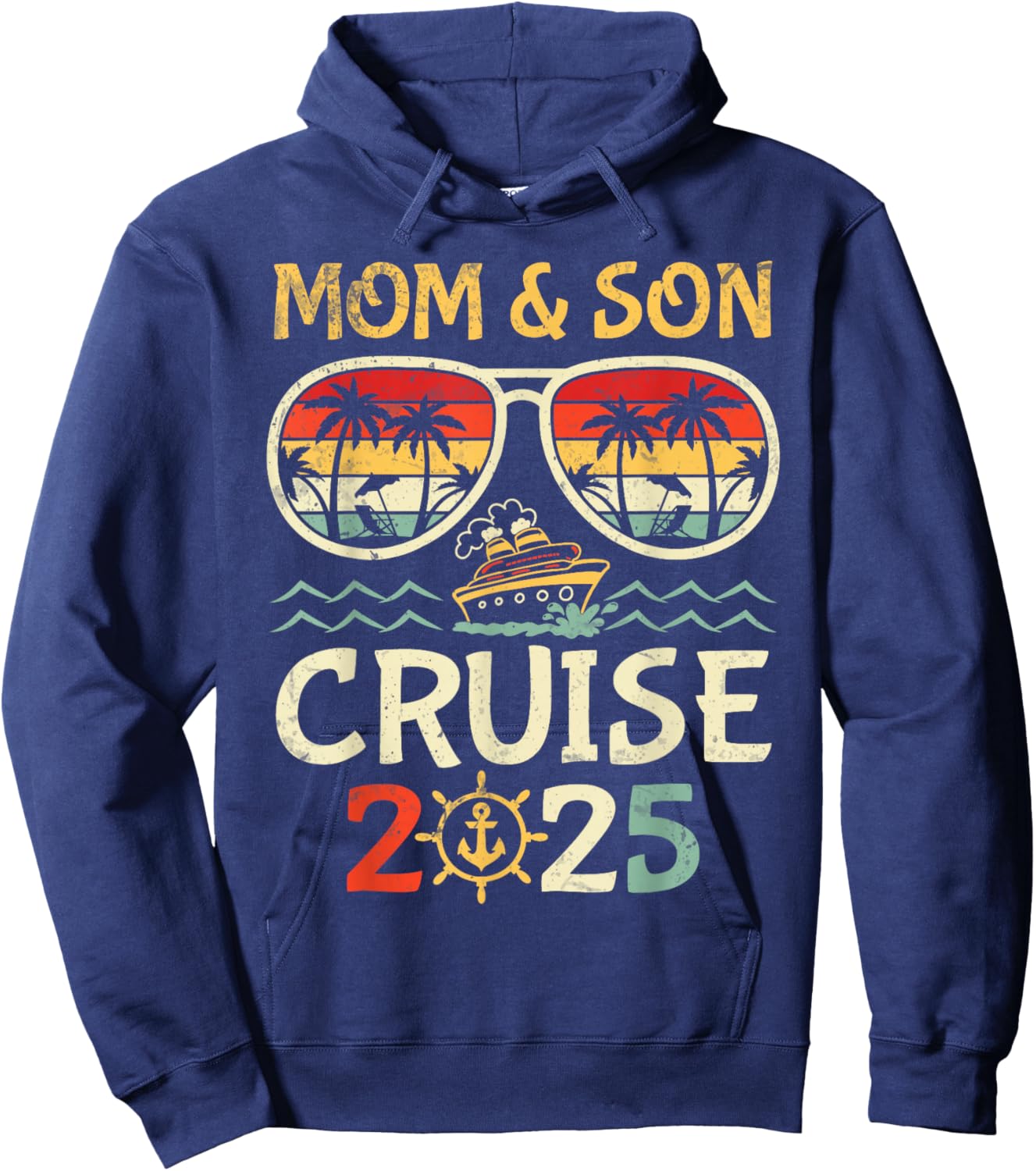 P8Shop New Trip 2025 Mom & Son Tropical Family Vacation - Black, -Adults/Kids, Short Sleeve, , Solid, , Medium, Summer Hoodie - Hoodie | Navy