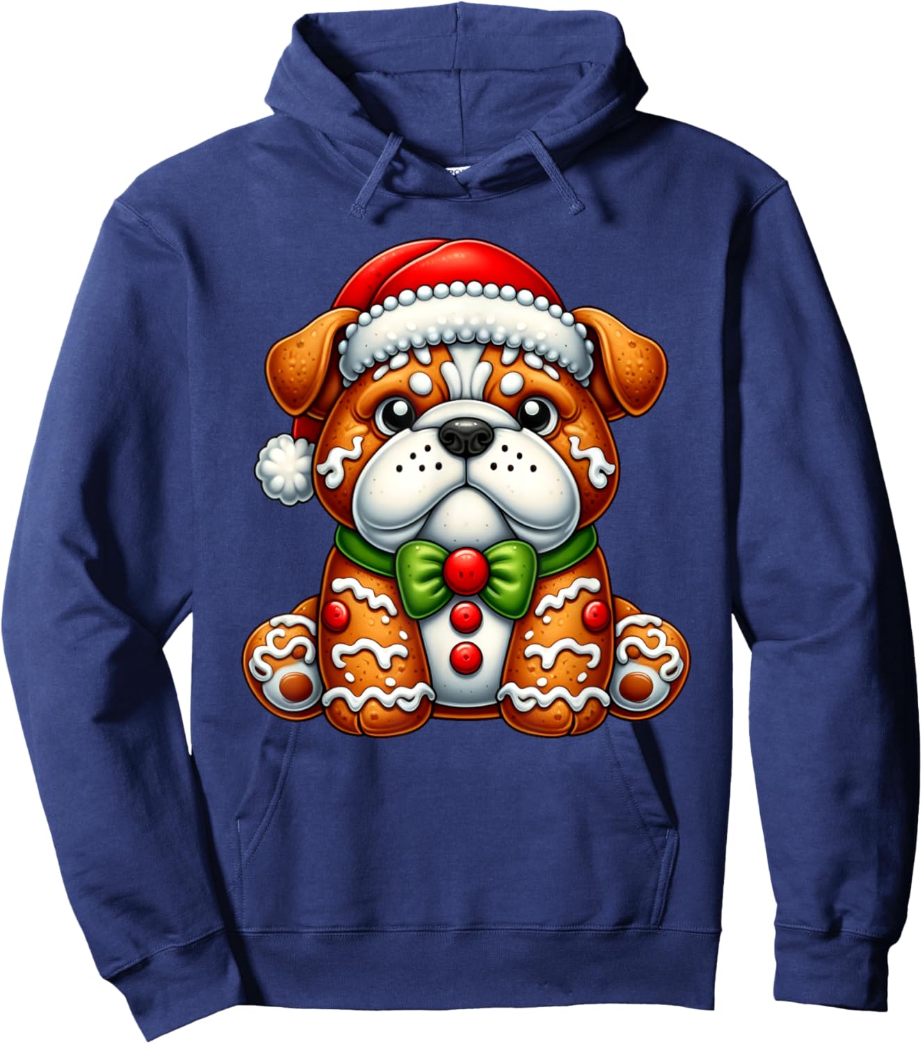 Gingerbread Man English Bulldog Christmas Kids Hoodie - Hoodie | Navy