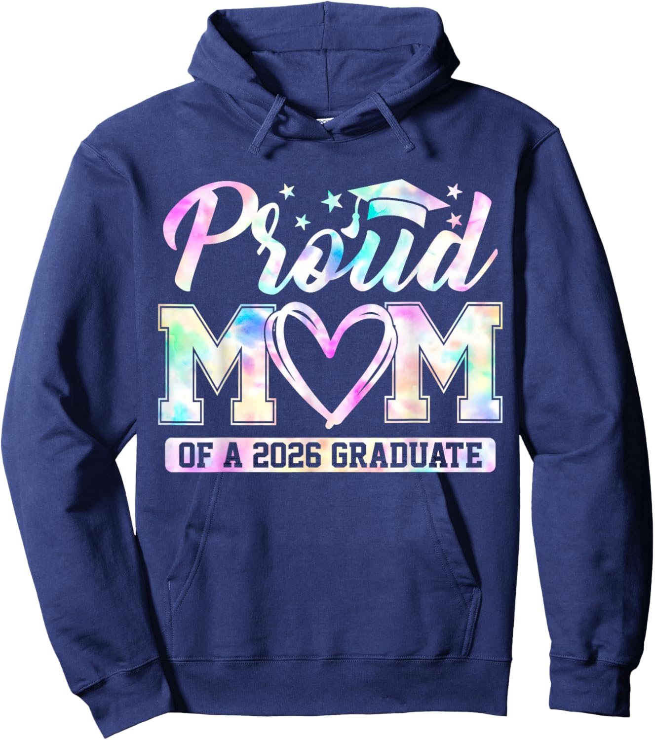 Proud Mom of A 2026 Senior Graduate Tie Dye Graduation 2026 Hoodie - Hoodie | Navy
