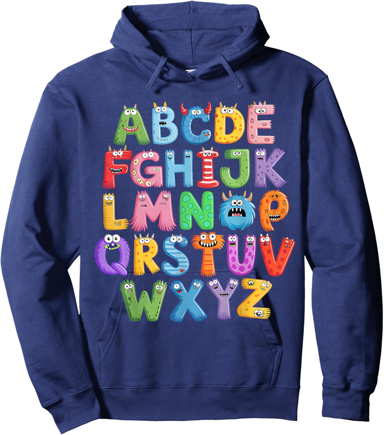Monster ABC Cute Alphabet Halloween Teacher Costume Kids Hoodie - Hoodie | Navy