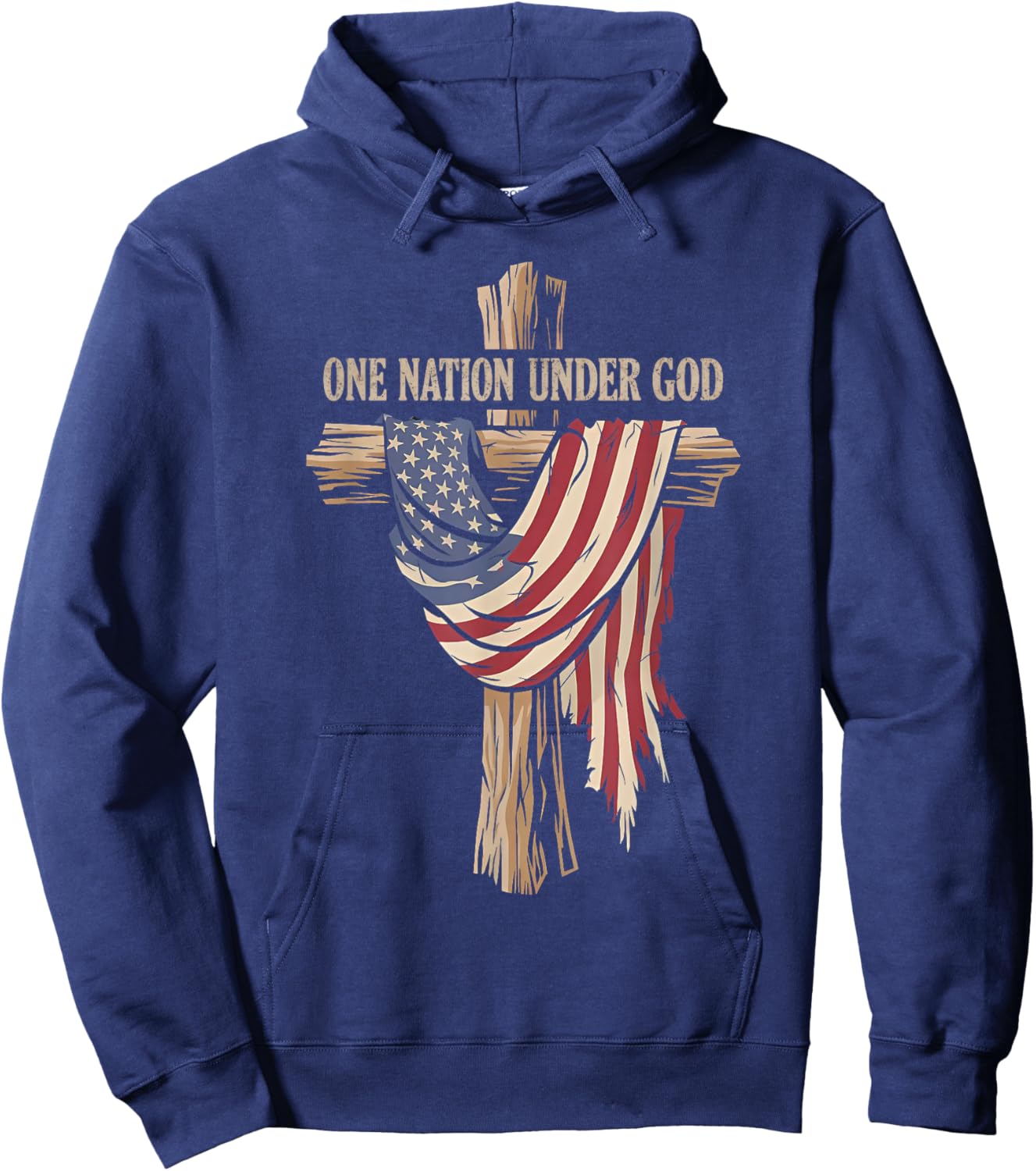 One Nation Under God Christian Jesus American 4th of July Hoodie - Hoodie | Navy