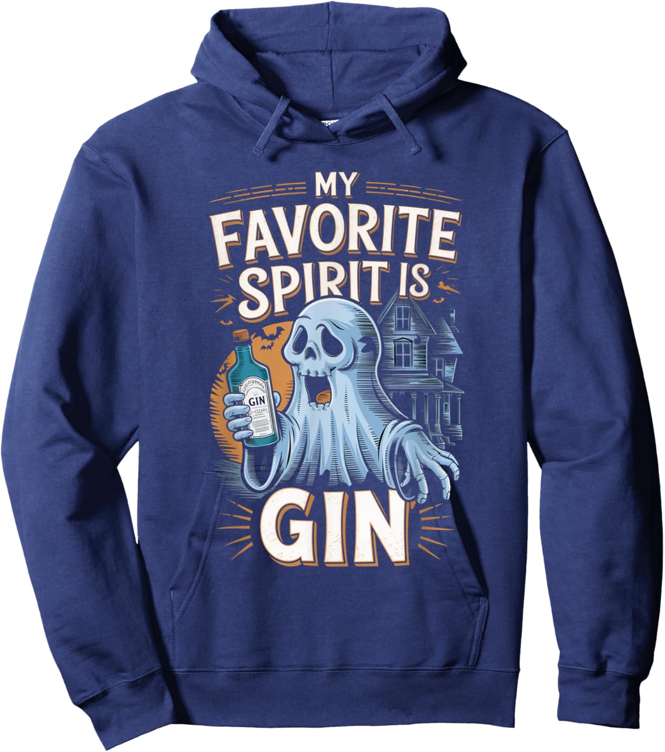 My Favorite Spirit Is Gin Ghost Halloween Gin Hoodie - Hoodie | Navy