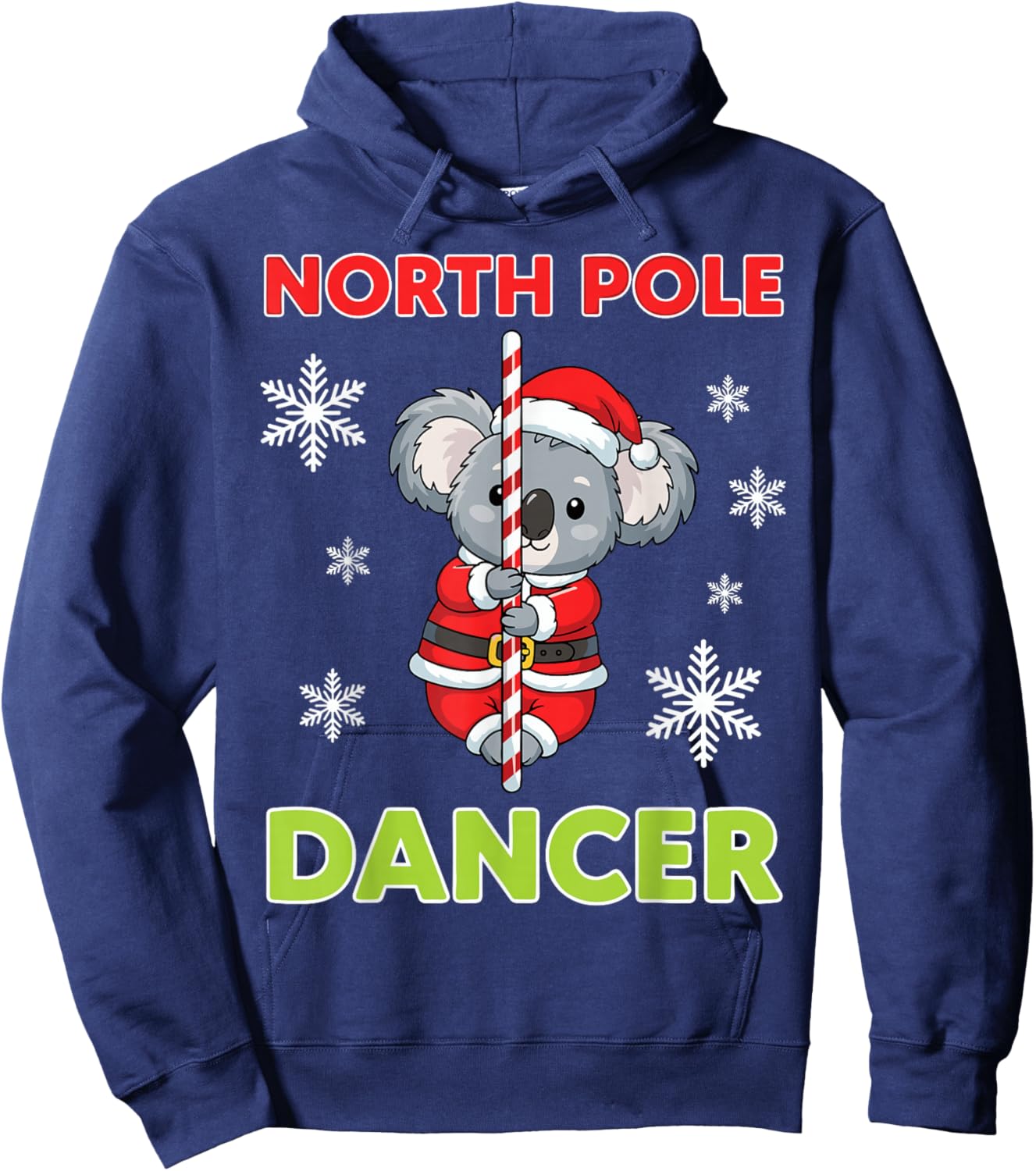 North Pole Dancer Cute Koala Funny Christmas Santa Joke Hoodie - Hoodie | Navy