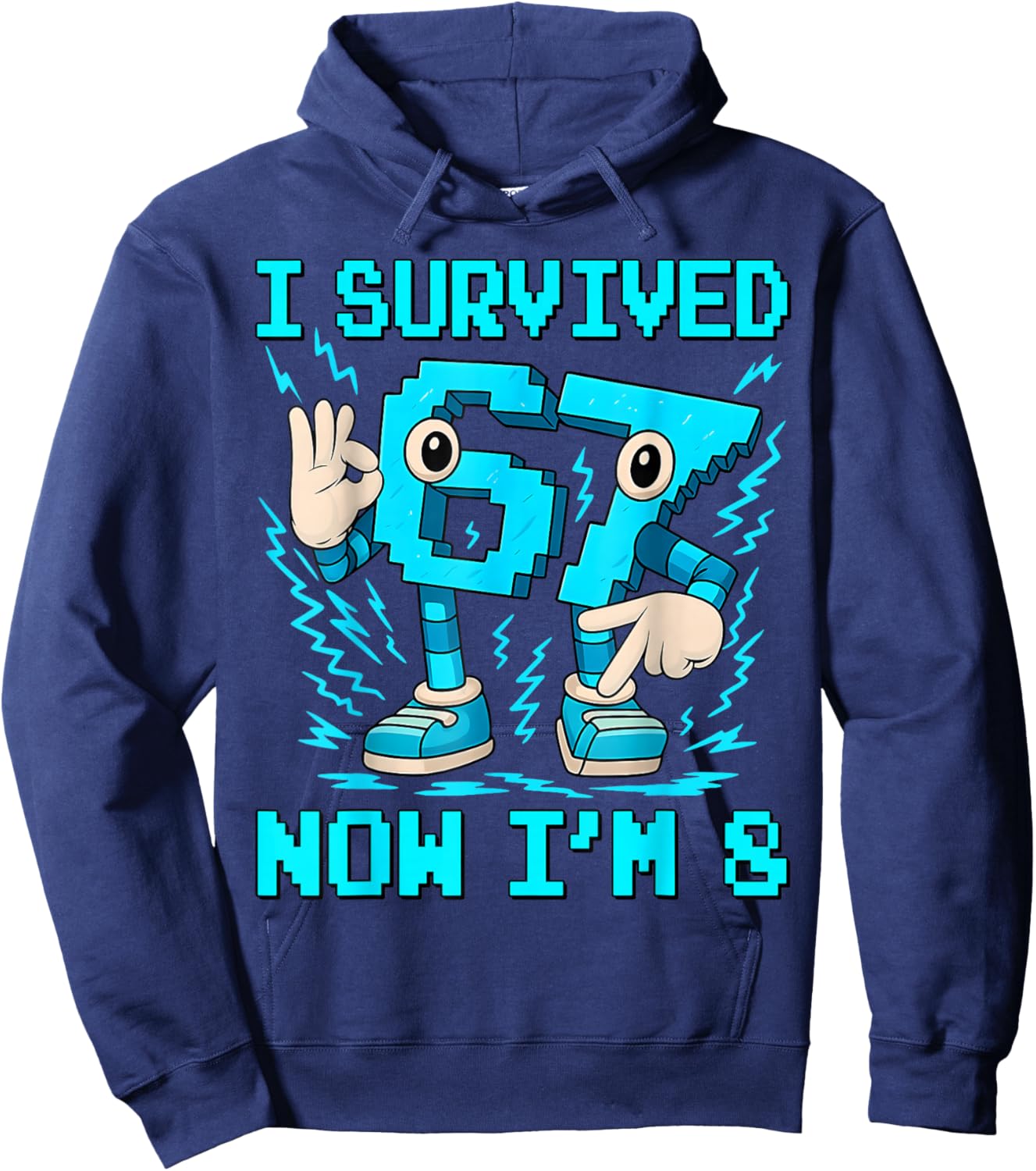 I Survived 6 7 Now I’m 8 8th Birthday 67 Birthday Brainrot Hoodie - Hoodie | Navy