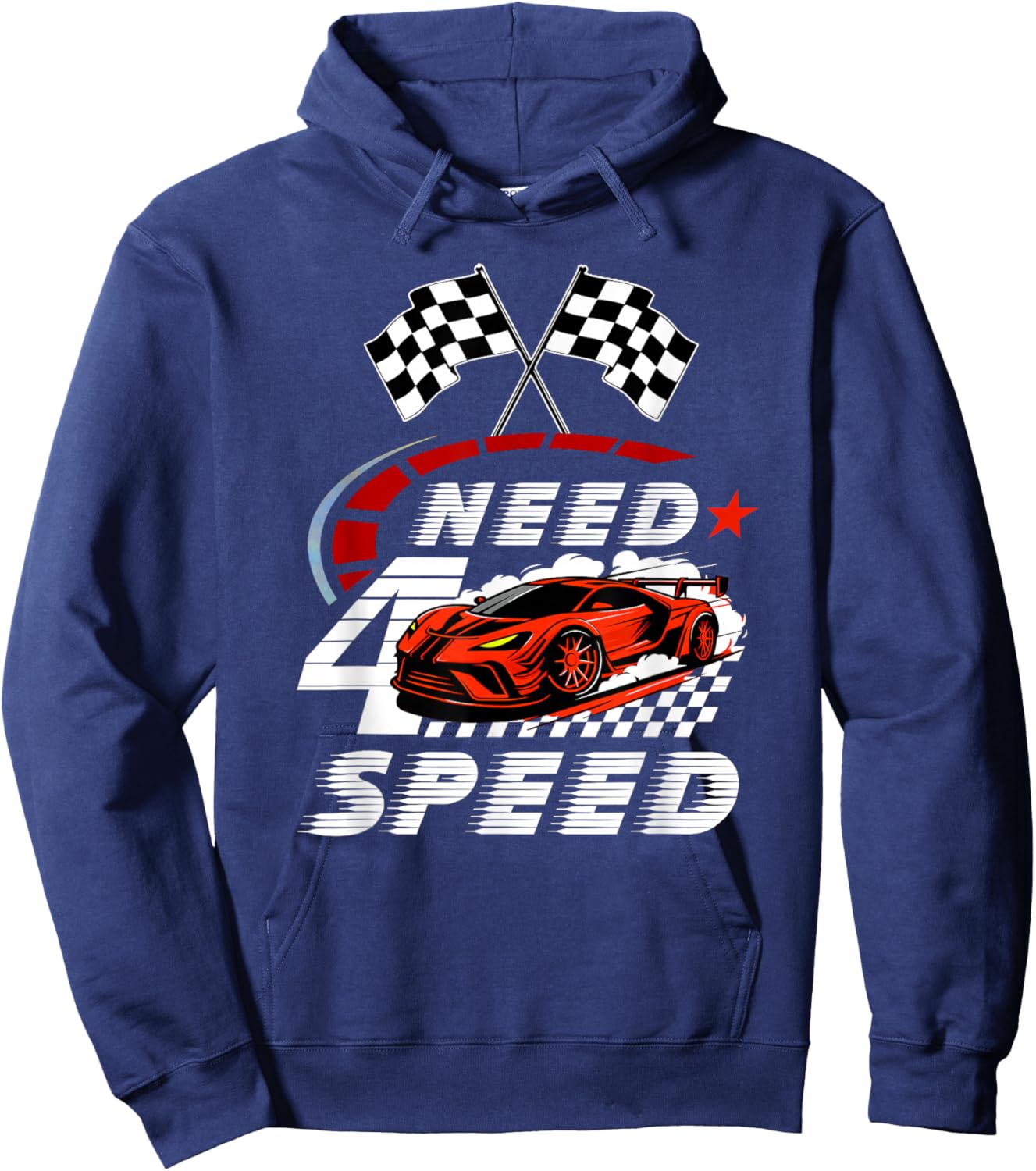 Race Car 4th Birthday Boy Need Four Speed 4 Years Old Bday Hoodie - Hoodie | Navy