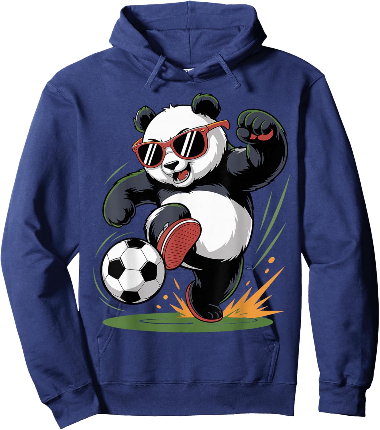 Funny Panda Playing Soccer Graphic Animal Sport Ball Lovers Hoodie - Hoodie | Navy