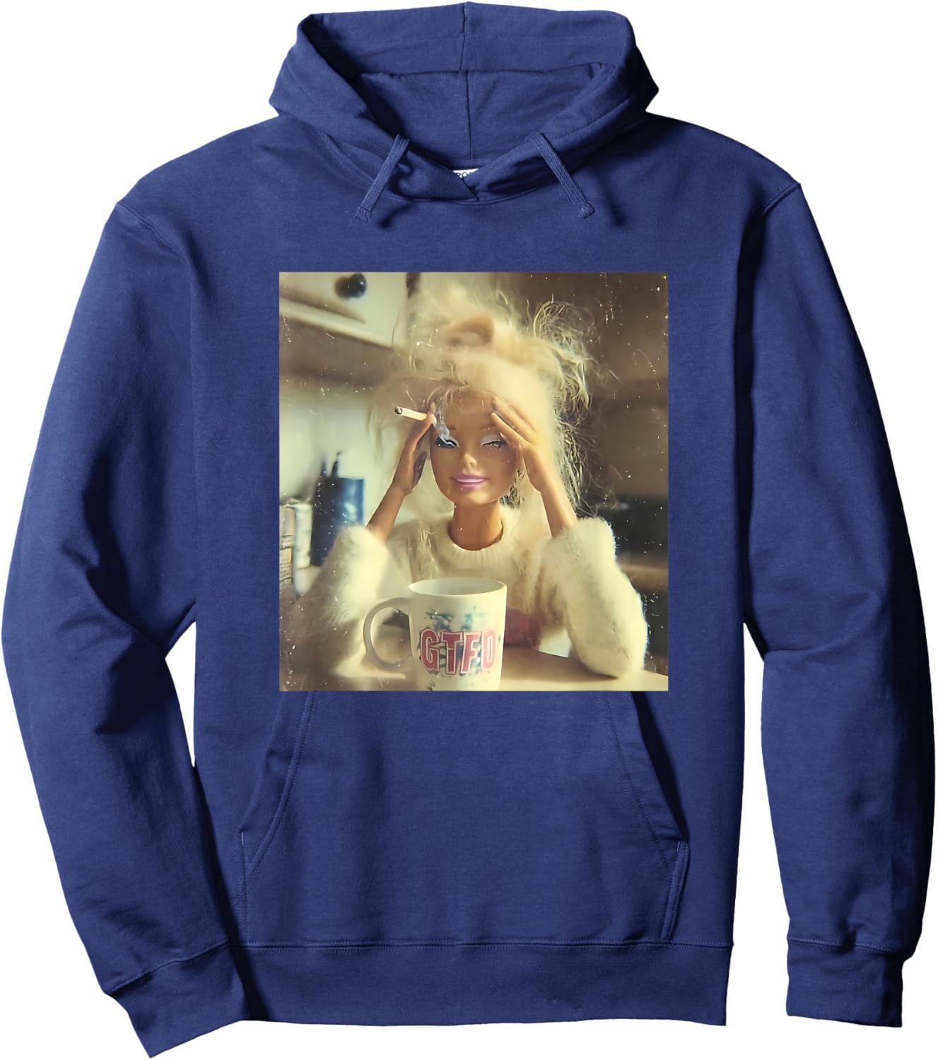 New Funny Doll Face Aged Meme Hoodie - Hoodie | Navy