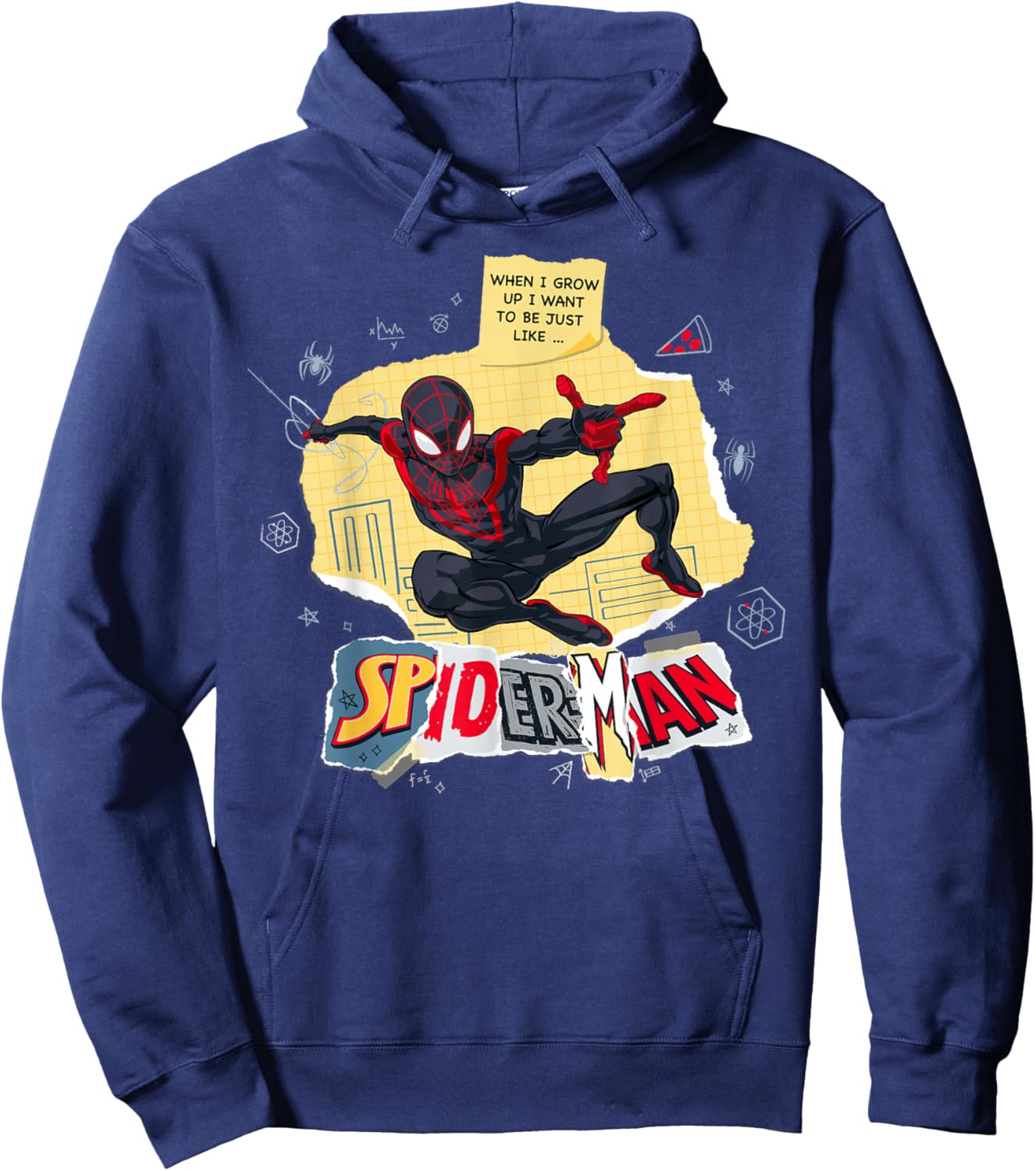 Marvel Miles Morales When I Grow Up Torn Paper Collage Hoodie - Hoodie | Navy