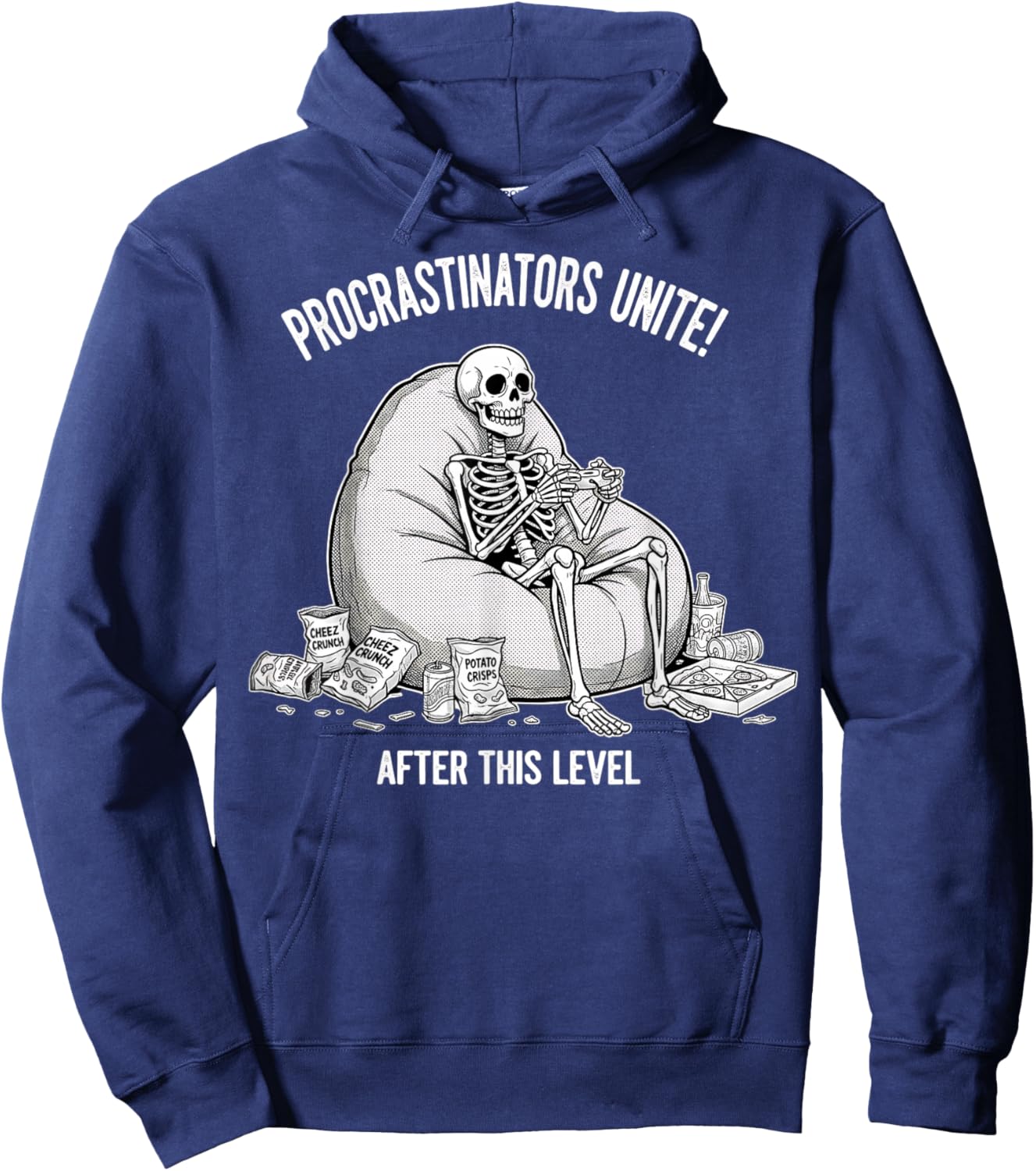 Procrastinators Unite Funny Skeleton Gaming Gamer Graphic Hoodie - Hoodie | Navy