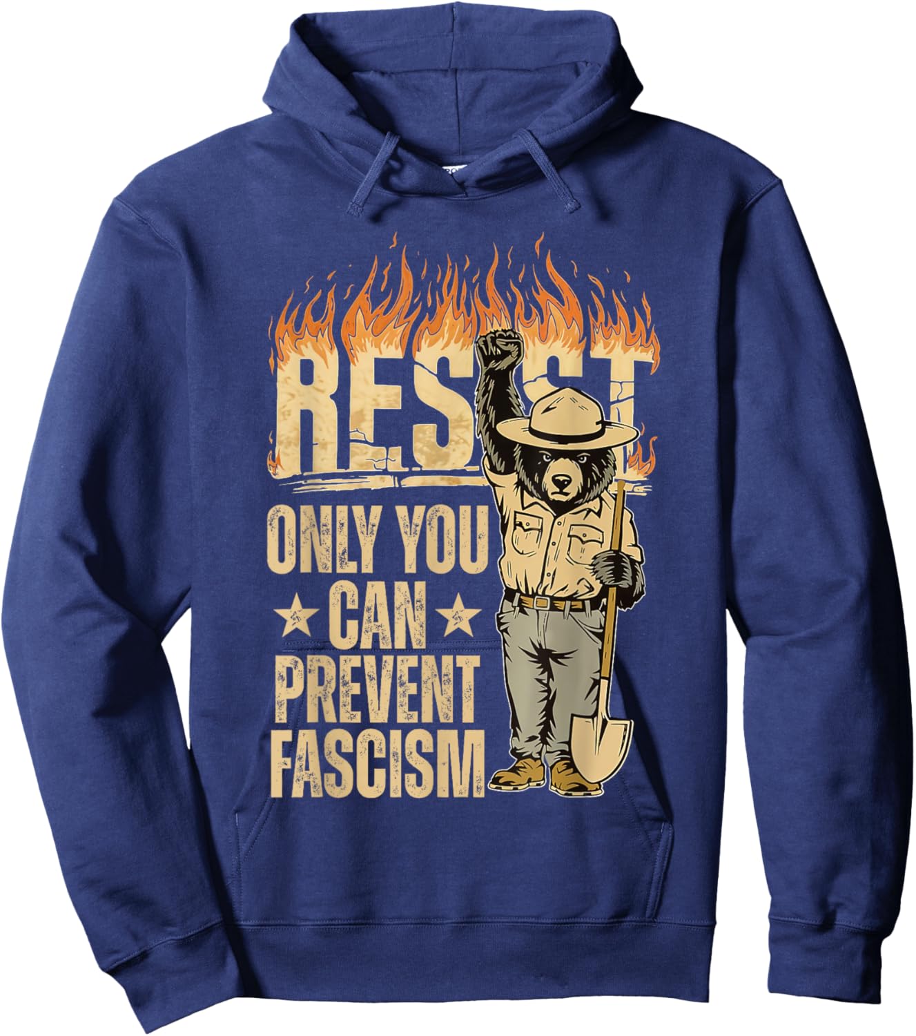 Only You Can Prevent Fascism Bear Resist National Parks Hoodie - Hoodie | Navy