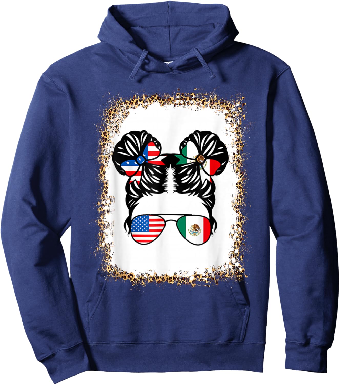 Half An Half Mexican Girl USA Mexico Flag Patriot Hoodie - Hoodie | Navy