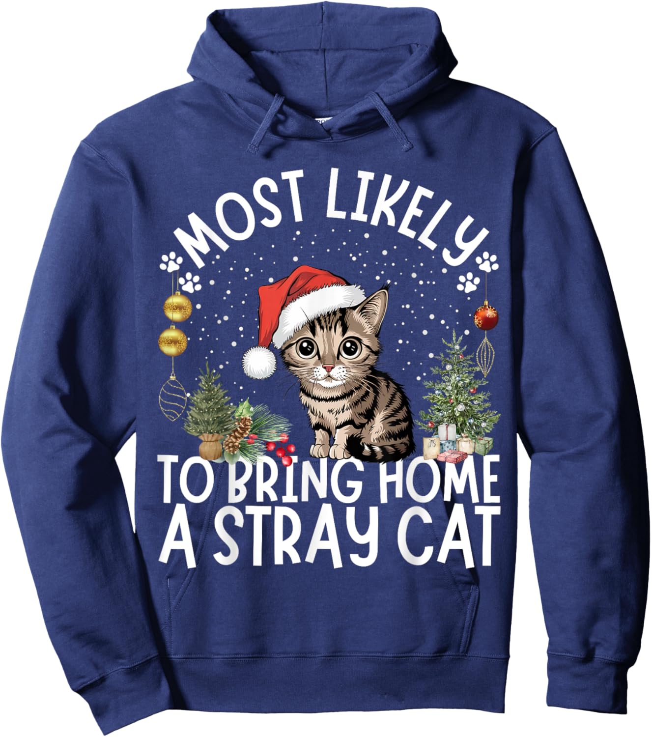 Most Likely To Bring Home A Stray Cat Matching Christmas Hoodie - Hoodie | Navy