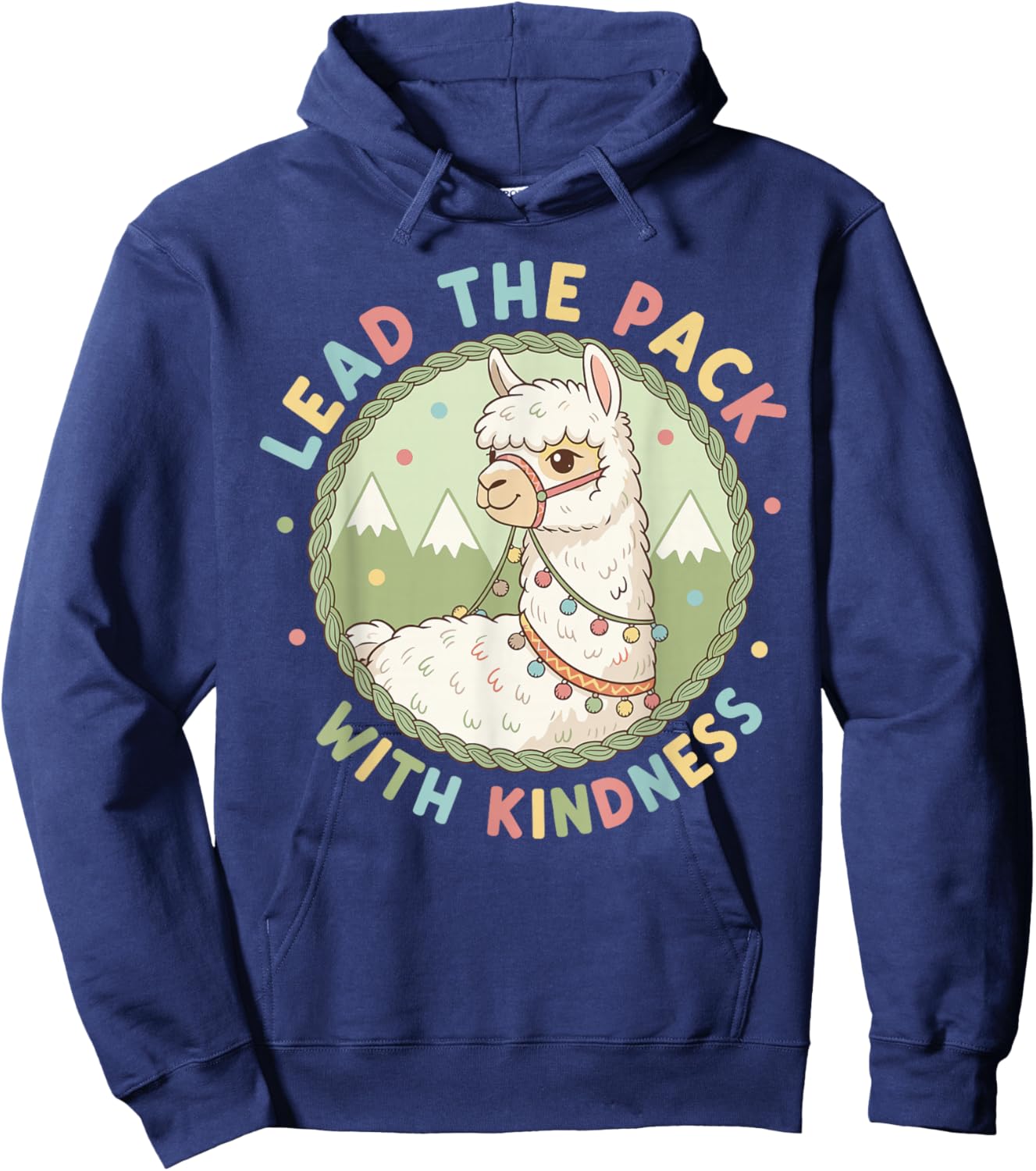 Lead The Pack with Kindness Llama Design Hoodie - Hoodie | Navy