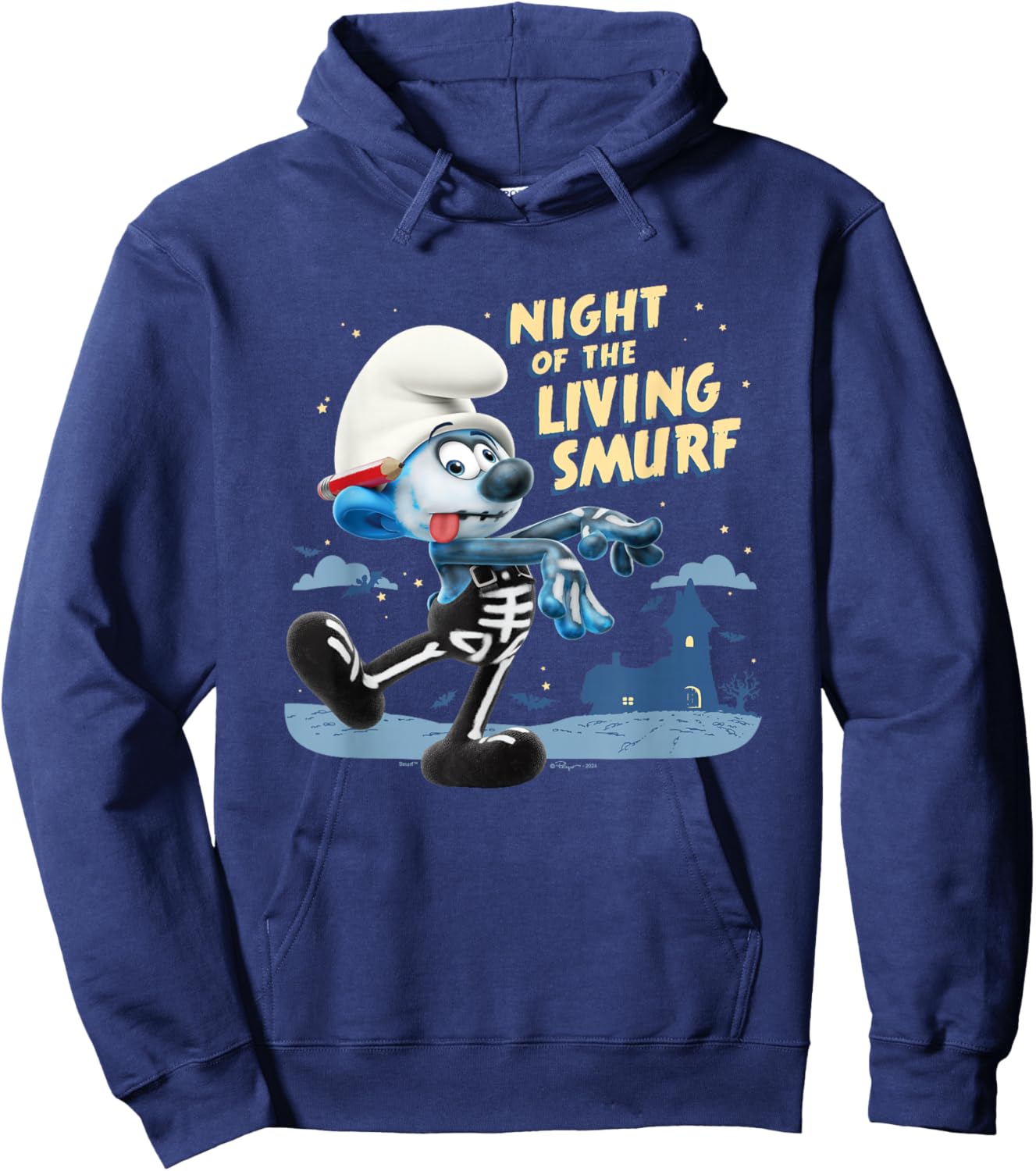 The Smurfs Halloween Night Of The Living Smurf Zombie Logo Hoodie - Hoodie | Navy