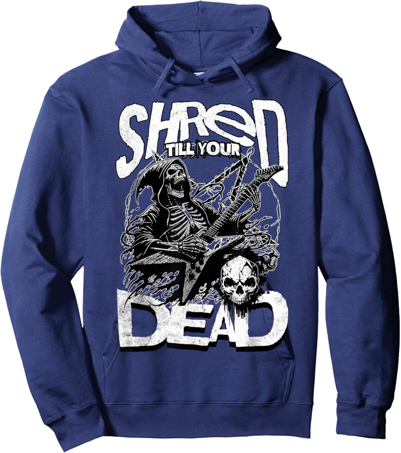 Shred Till Your Dead Heavy Metal Concert Guitar Band Funny Hoodie - Hoodie | Navy