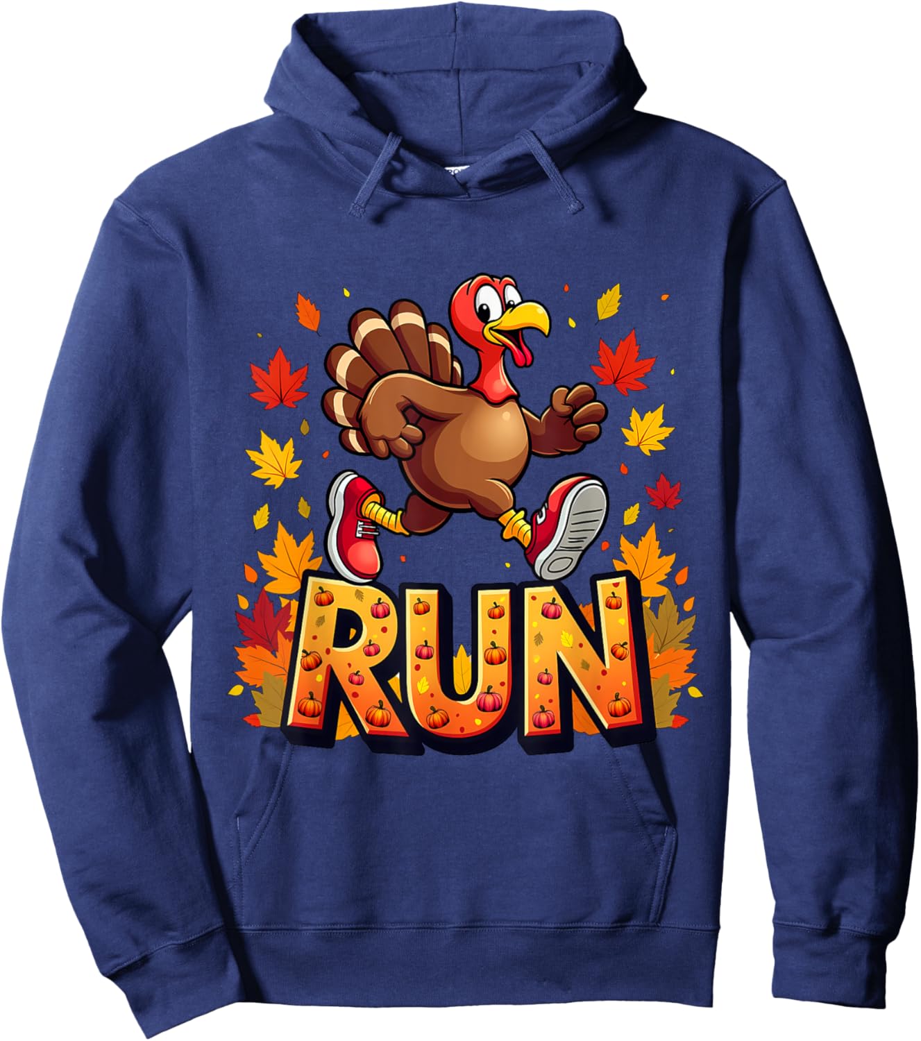 Running Turkey Trot Thanksgiving 2024 For Boys Girls Kids Hoodie - Hoodie | Navy