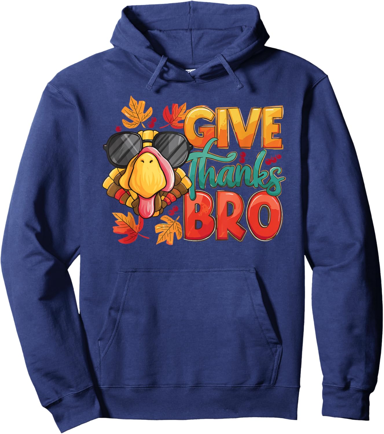 Give Thanks Bro Thanksgiving Toddler Kids Girls Boys Turkey Hoodie - Hoodie | Navy