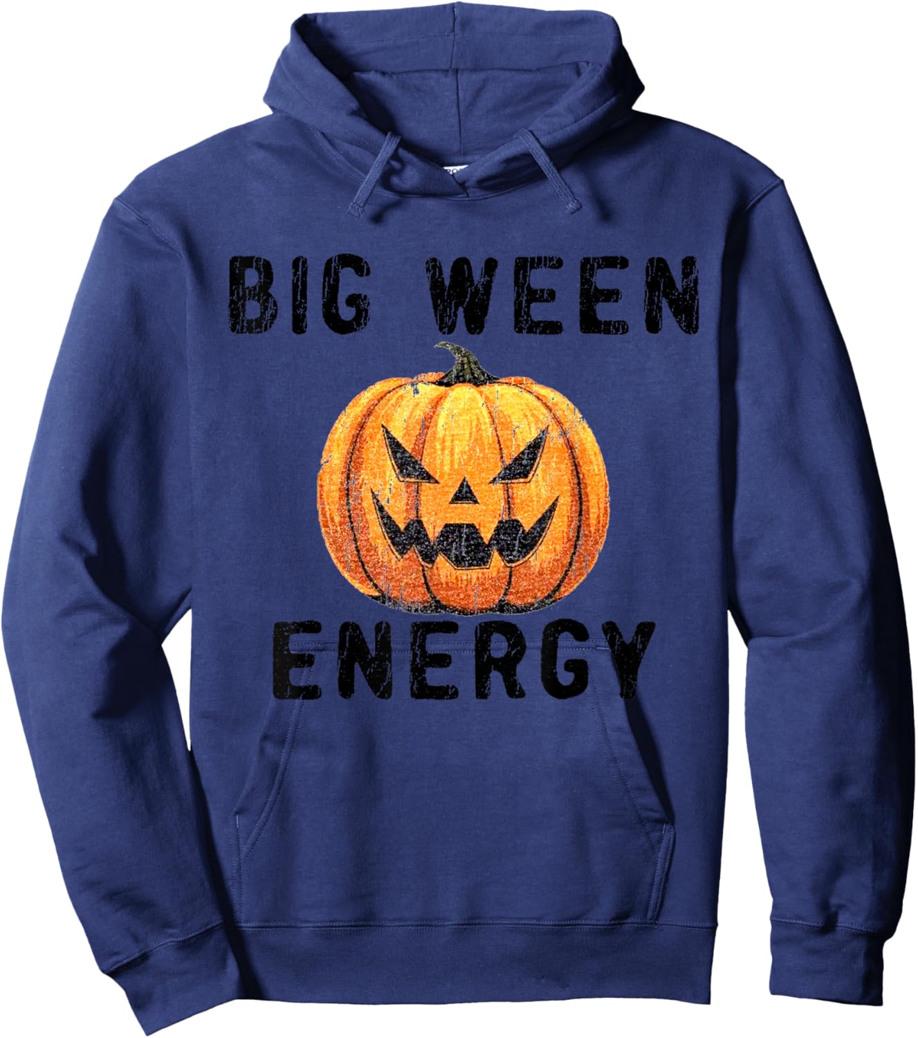 Big Ween Energy Spooky Pumpkin Face Halloween Hoodie - Hoodie | Navy
