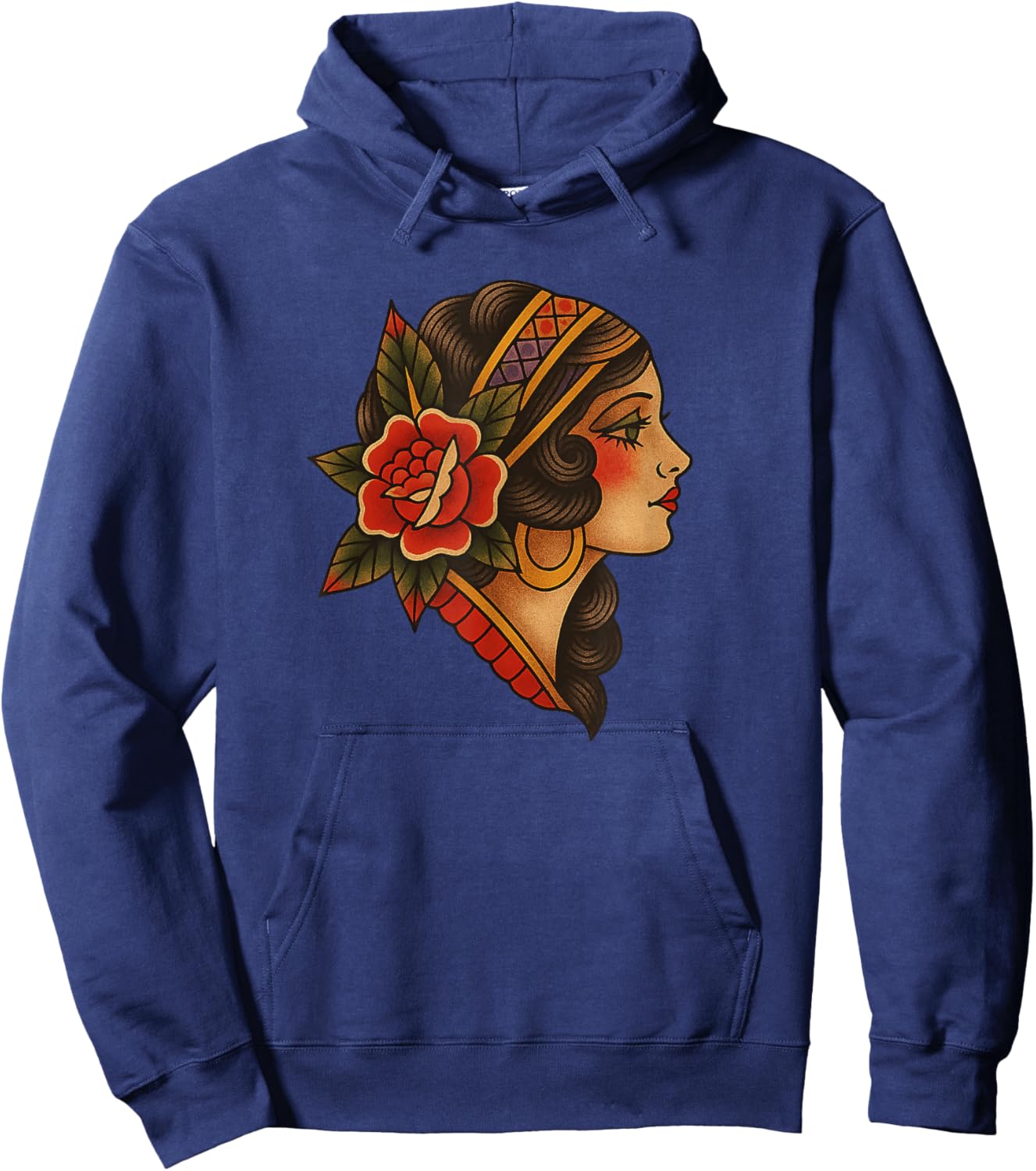 Vintage Traditional Tattoo Woman Hoodie - Hoodie | Navy