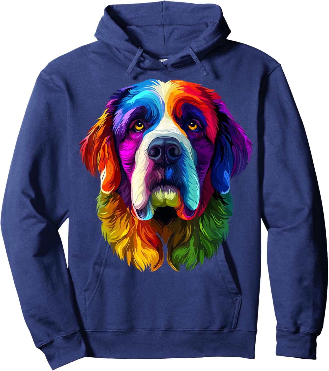 Colorful Saint Bernard Face Cute Dog Lover Men Women Black Hoodie - Hoodie | Navy